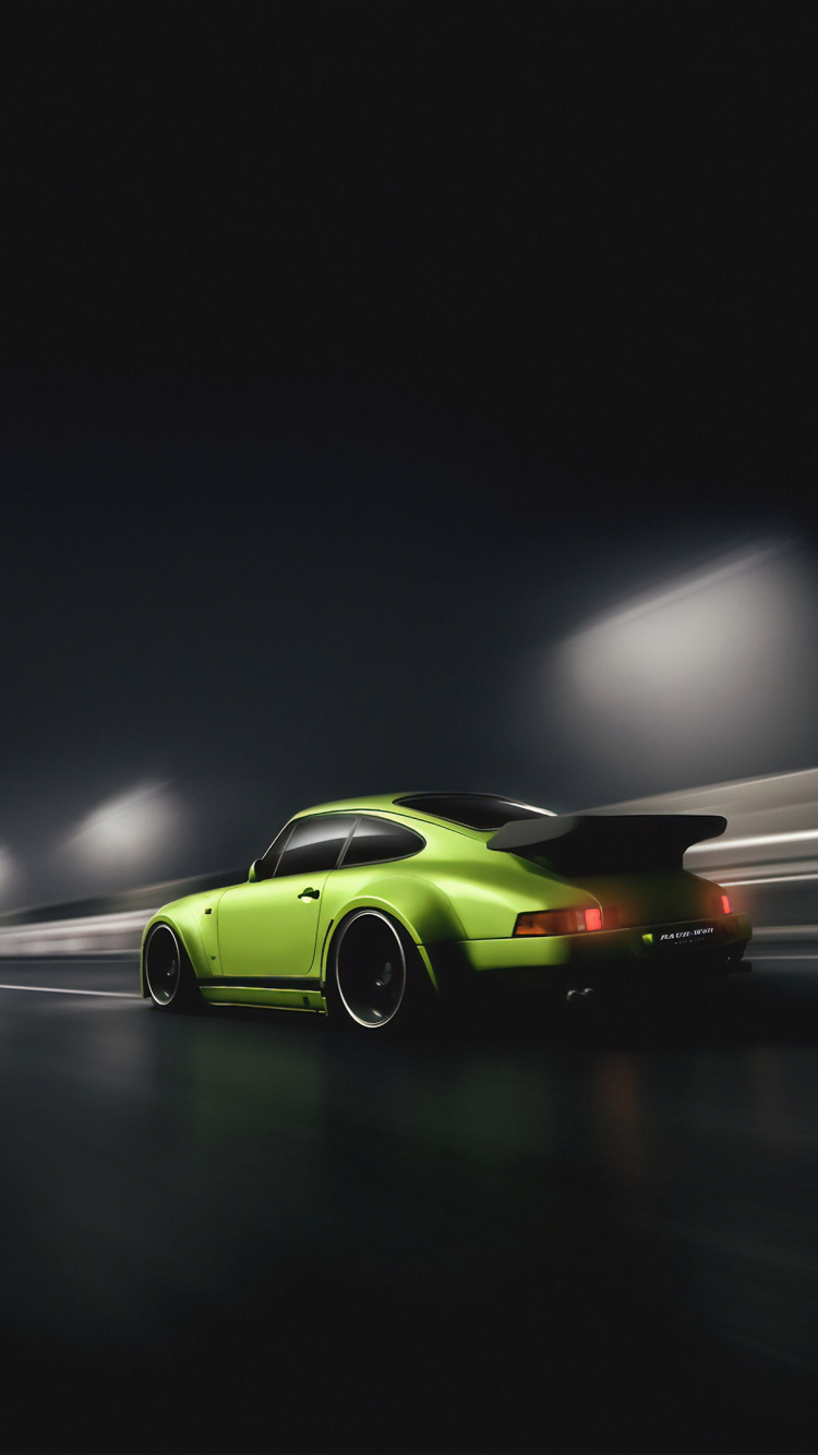 Voiture de Sport Verte et Noire. Wallpaper in 750x1334 Resolution
