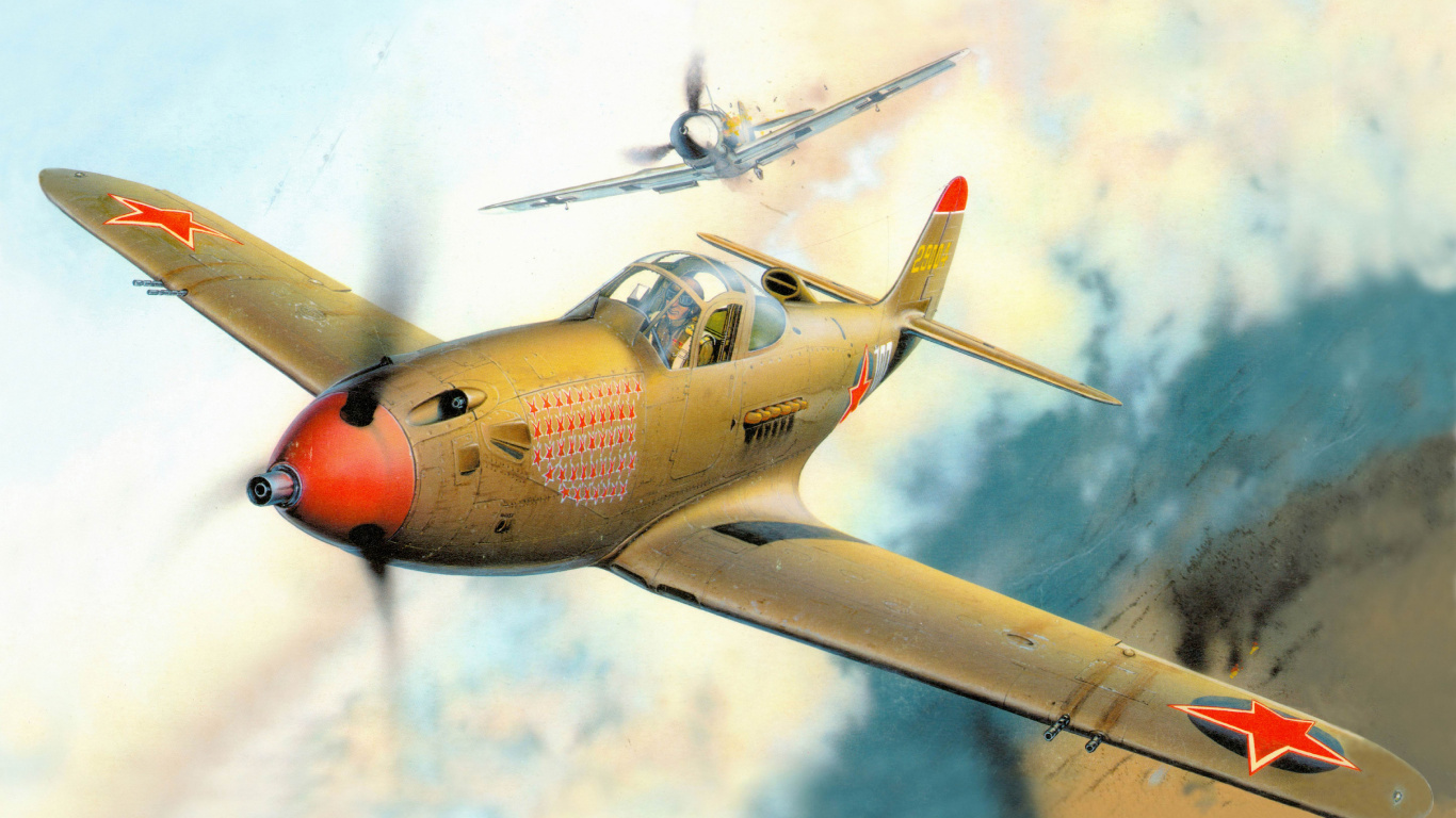 Avion à Réaction Jaune et Rouge Dans Les Airs Pendant la Journée. Wallpaper in 1366x768 Resolution