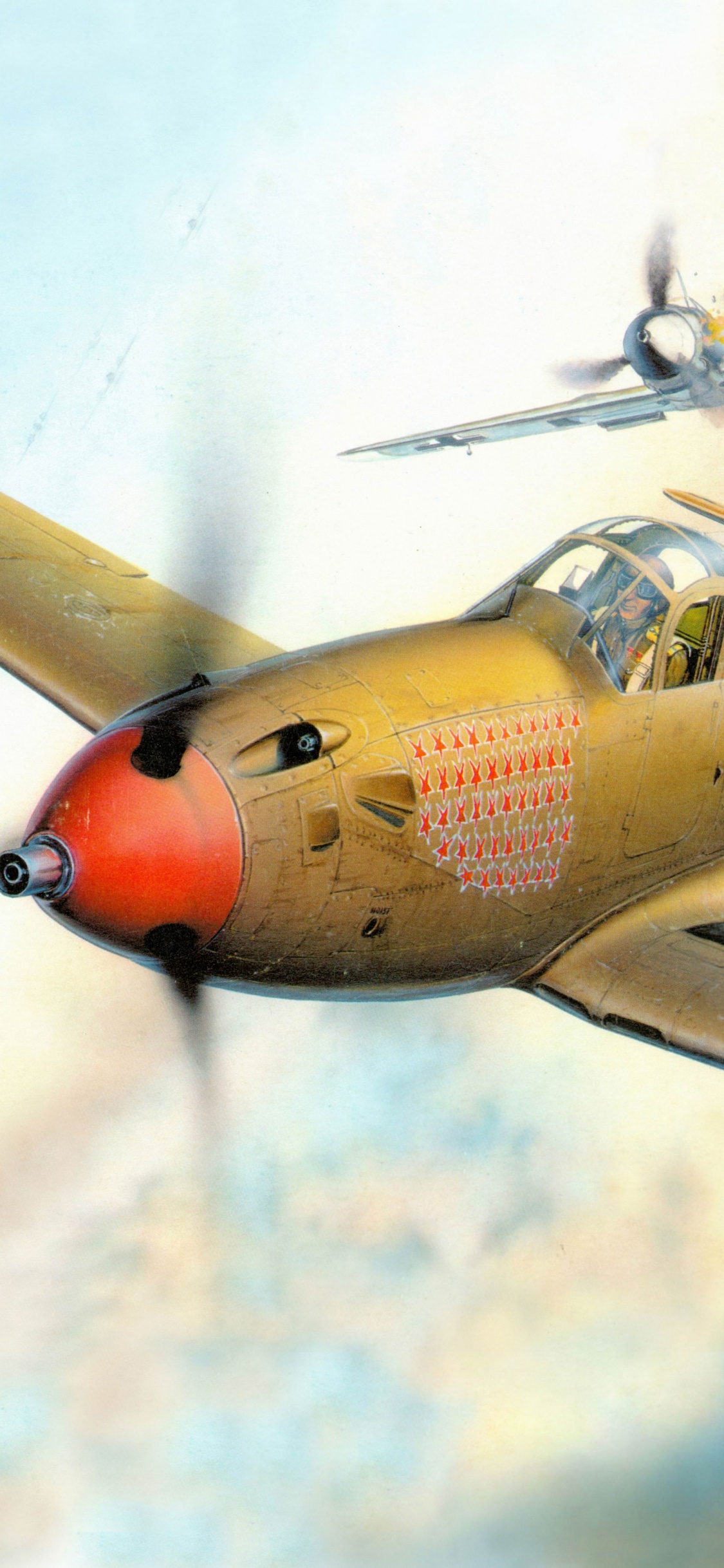 Avión a Reacción Amarillo y Rojo en el Aire Durante el Día. Wallpaper in 1125x2436 Resolution