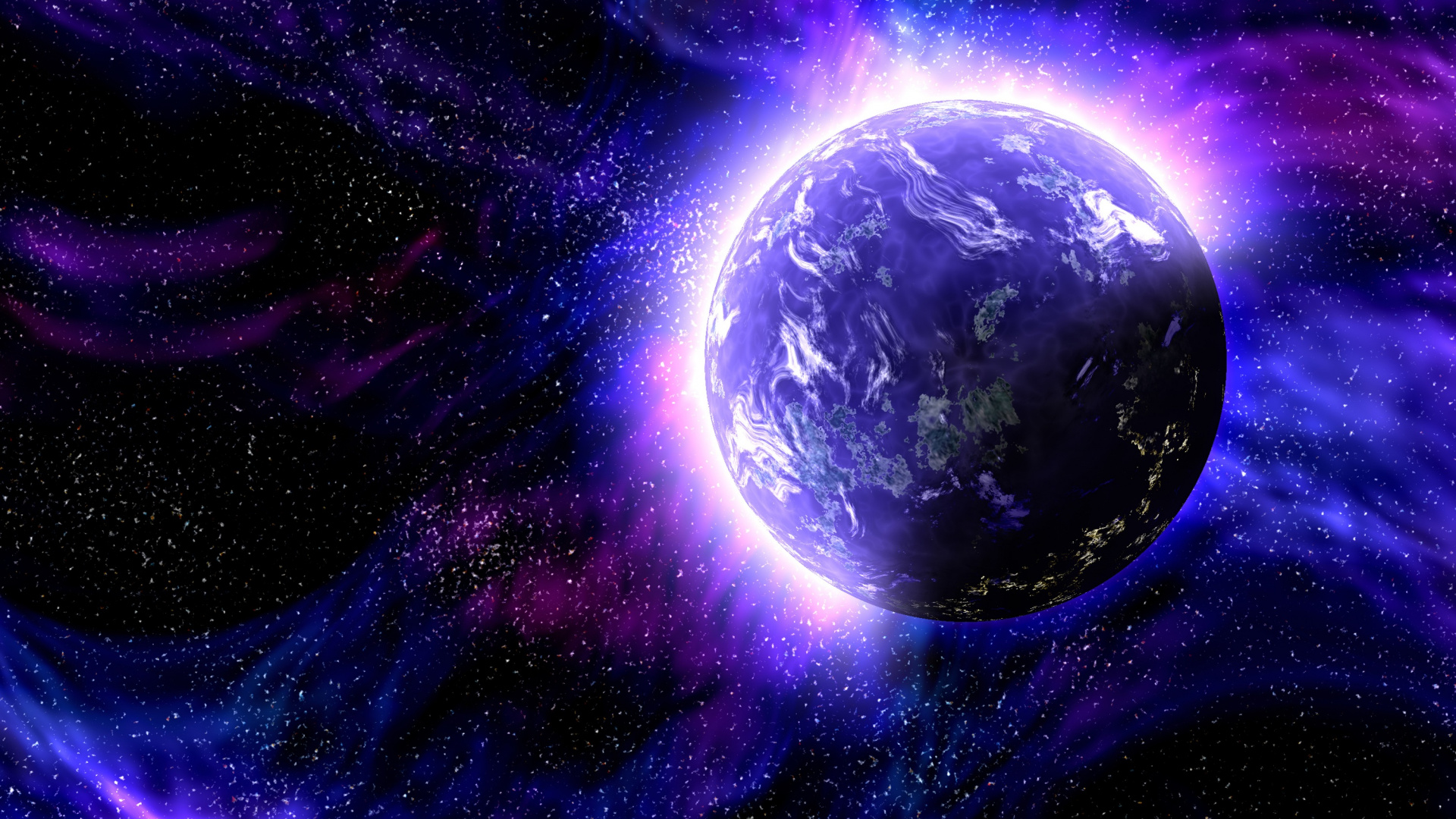 Purple and Blue Abstract Painting. Wallpaper in 1920x1080 Resolution