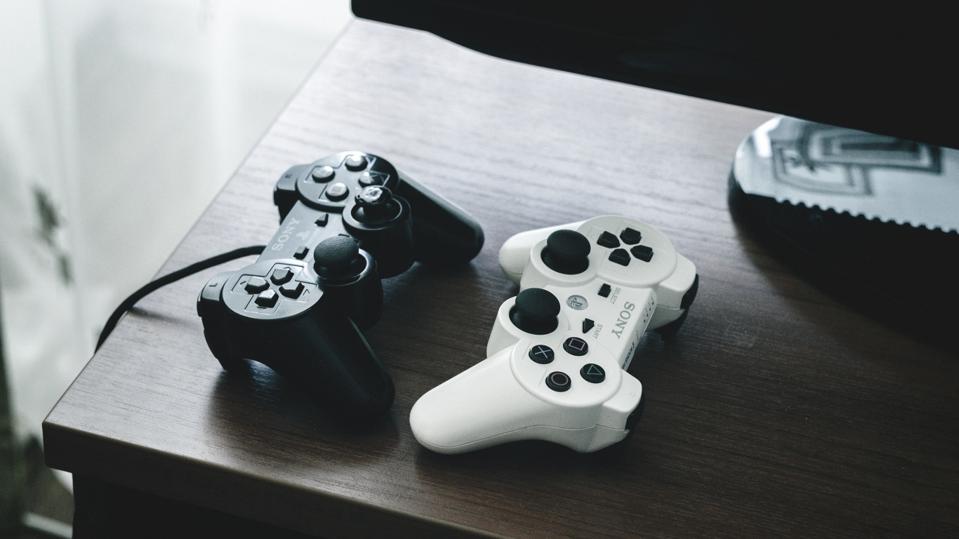 White Sony ps 4 Game Controller. Wallpaper in 1366x768 Resolution