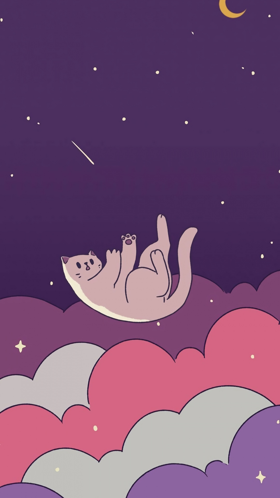 Chat, Purple, Geste, Art, Pink. Wallpaper in 1080x1920 Resolution