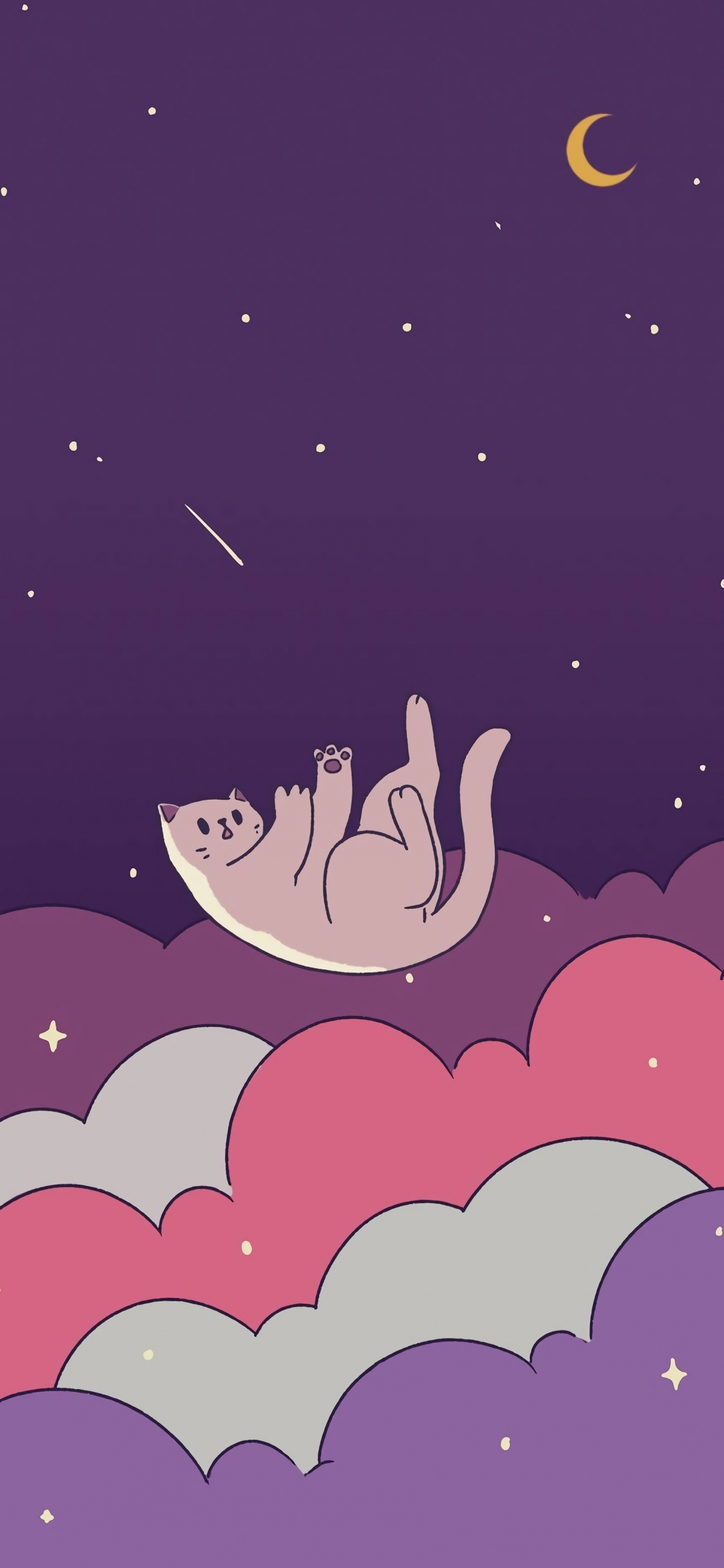 Chat, Purple, Geste, Art, Pink. Wallpaper in 1242x2688 Resolution