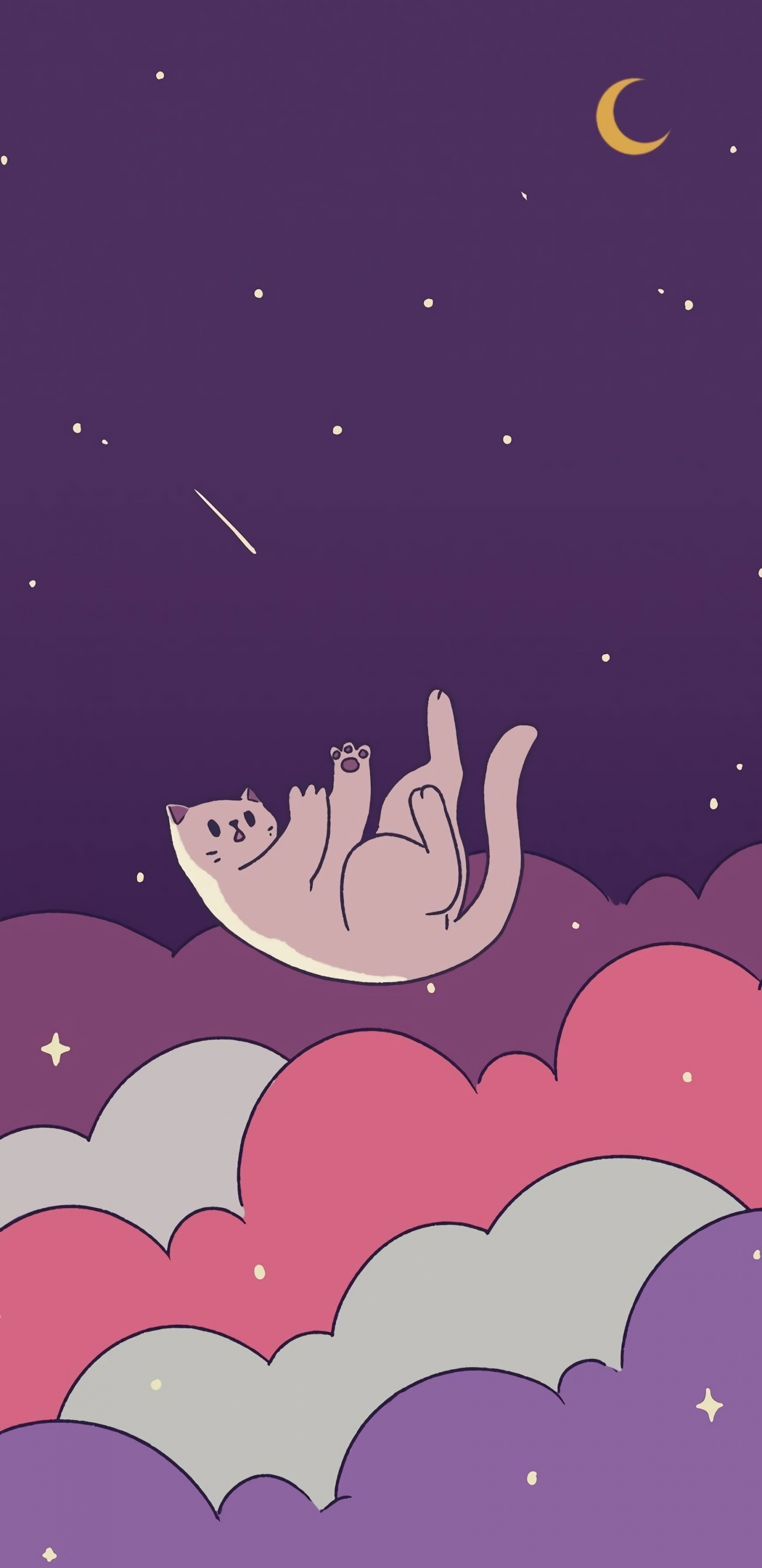 Katze, Purpur, Geste, Kunst, Pink. Wallpaper in 1440x2960 Resolution