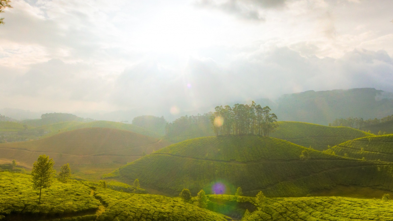 Green Grass Field Under Cloudy Sky During Daytime. Wallpaper in 1366x768 Resolution