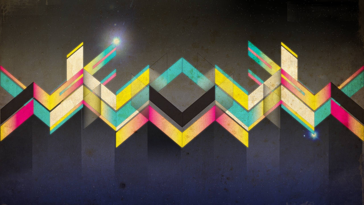 Blue Yellow and Pink Heart Illustration. Wallpaper in 1280x720 Resolution