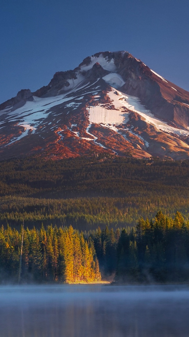 Brown and White Mountain Near Green Trees Under Blue Sky During Daytime. Wallpaper in 720x1280 Resolution
