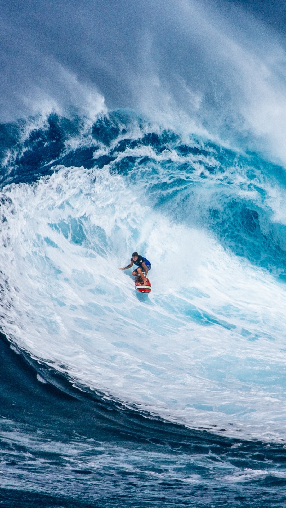 Man Surfing on Sea Waves Under White Clouds and Blue Sky During Daytime. Wallpaper in 1080x1920 Resolution