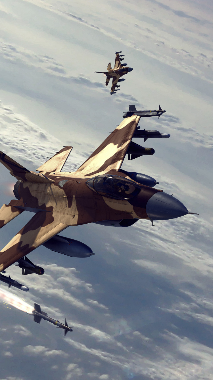 Brown Fighter Plane in The Sky. Wallpaper in 750x1334 Resolution