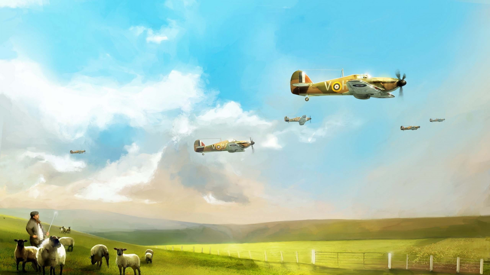 Avion Blanc et Noir Survolant le Champ D'herbe Verte Pendant la Journée. Wallpaper in 1920x1080 Resolution