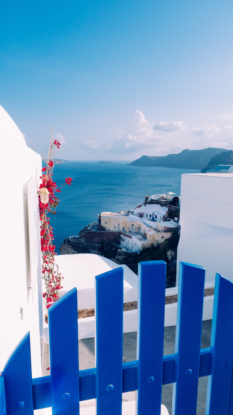 White and Blue Building Near Body of Water During Daytime. Wallpaper in 750x1334 Resolution