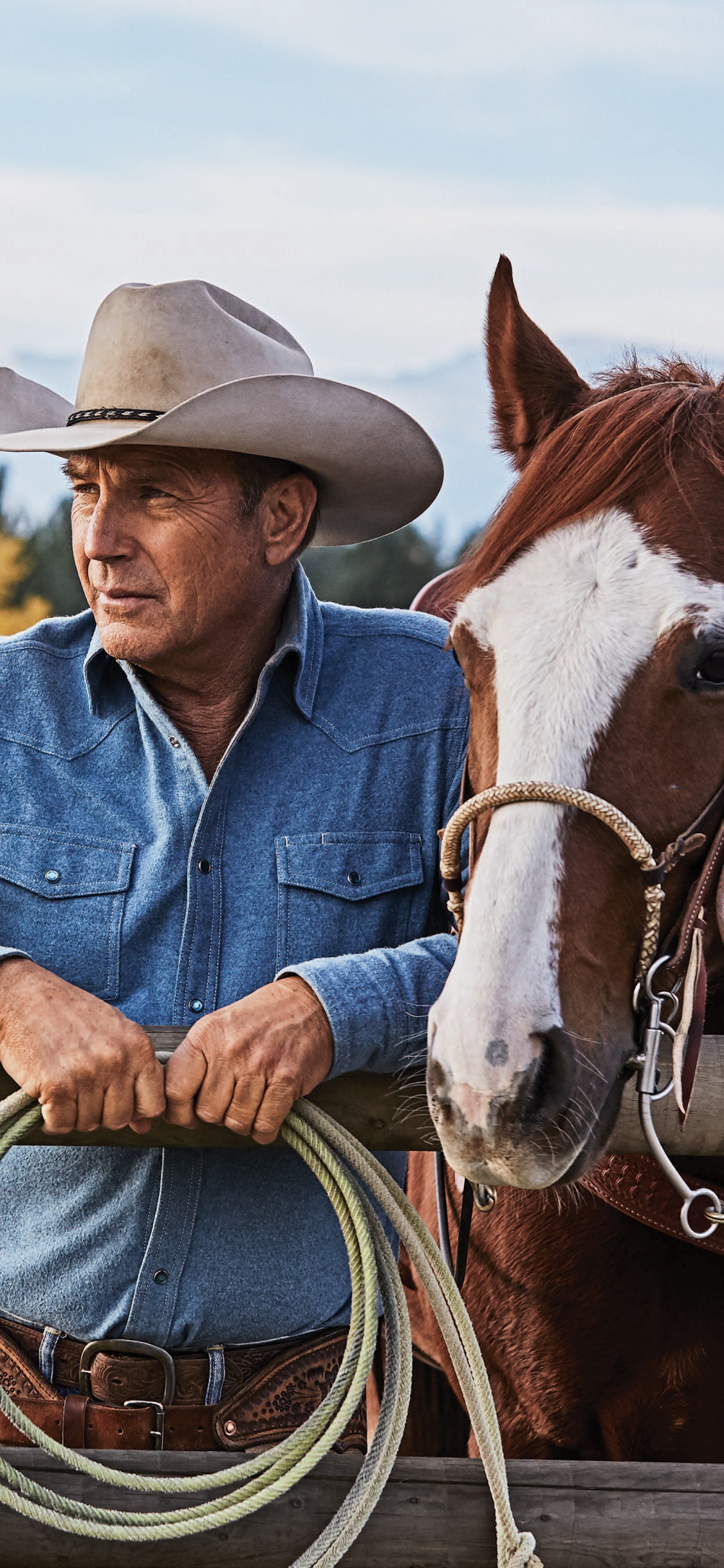 Kevin Costner, Yellowstone, Western, Rein, Bridle. Wallpaper in 1125x2436 Resolution