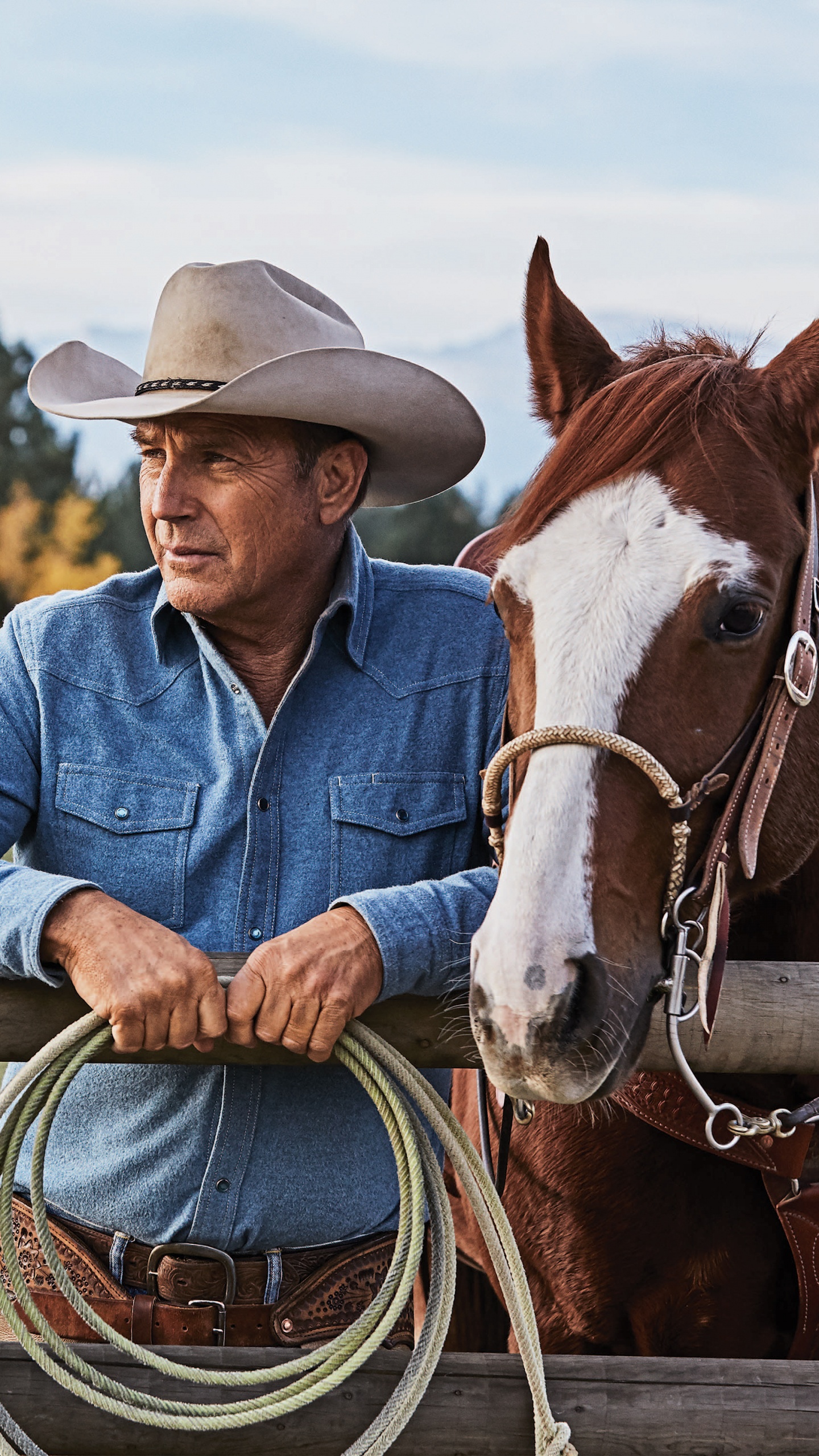 Kevin Costner, Yellowstone, Western, Rein, Bridle. Wallpaper in 1440x2560 Resolution