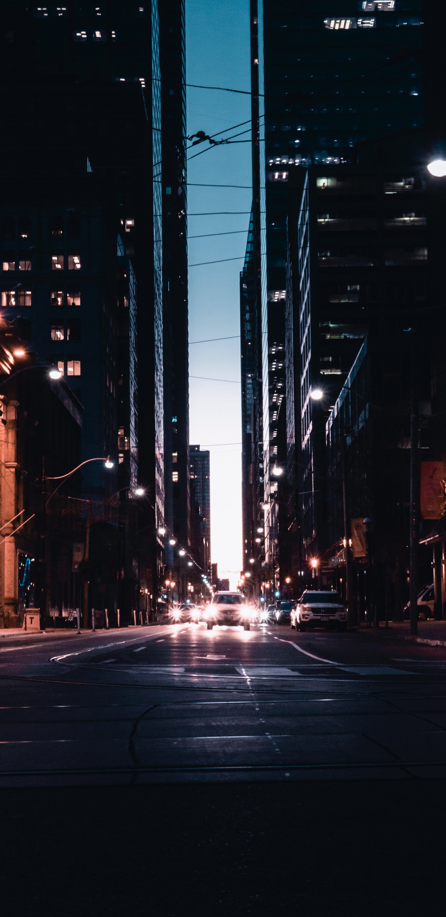 People Walking on Street During Night Time. Wallpaper in 1440x2960 Resolution