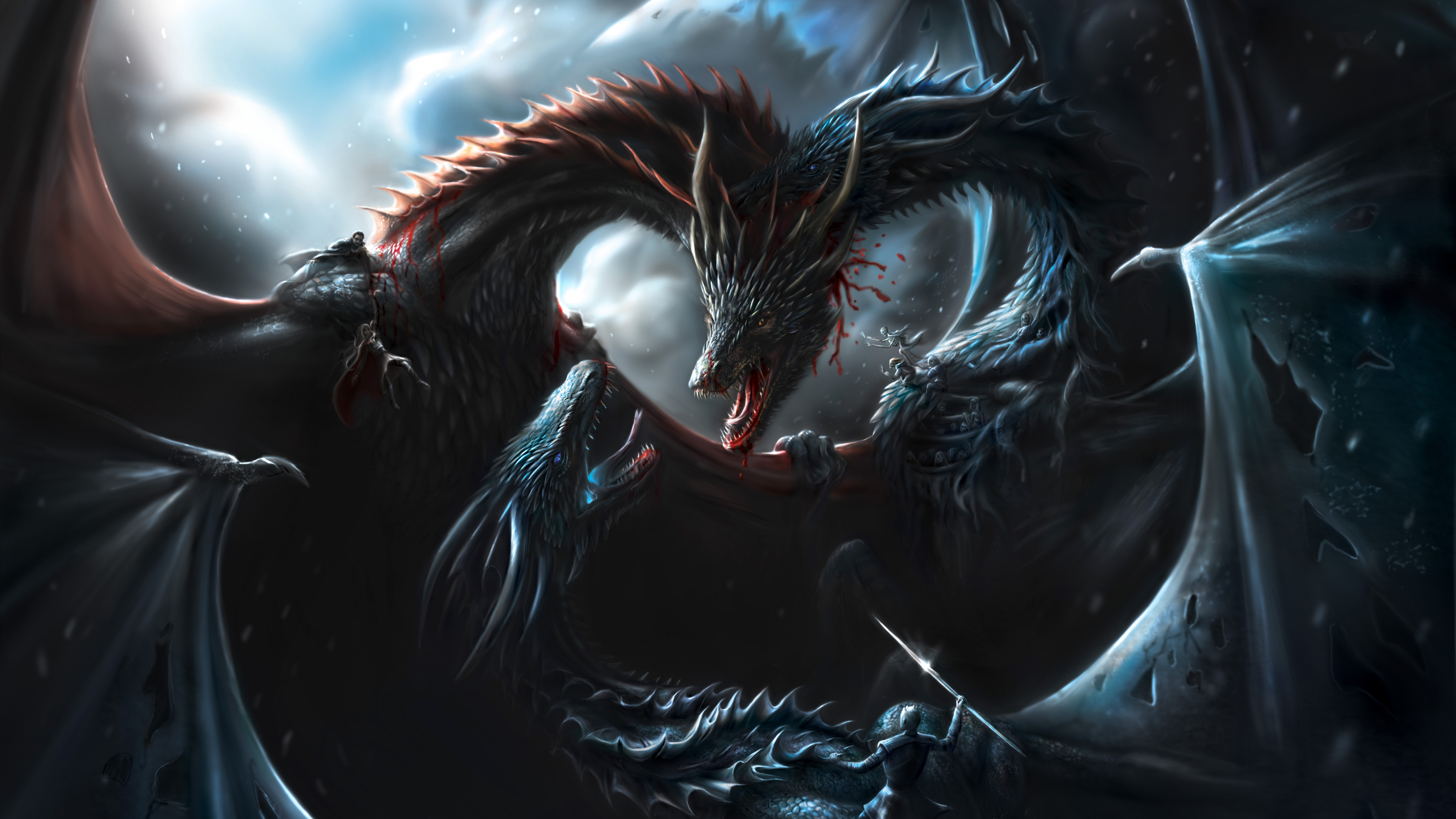 Peinture Abstraite en Noir et Blanc. Wallpaper in 7680x4320 Resolution