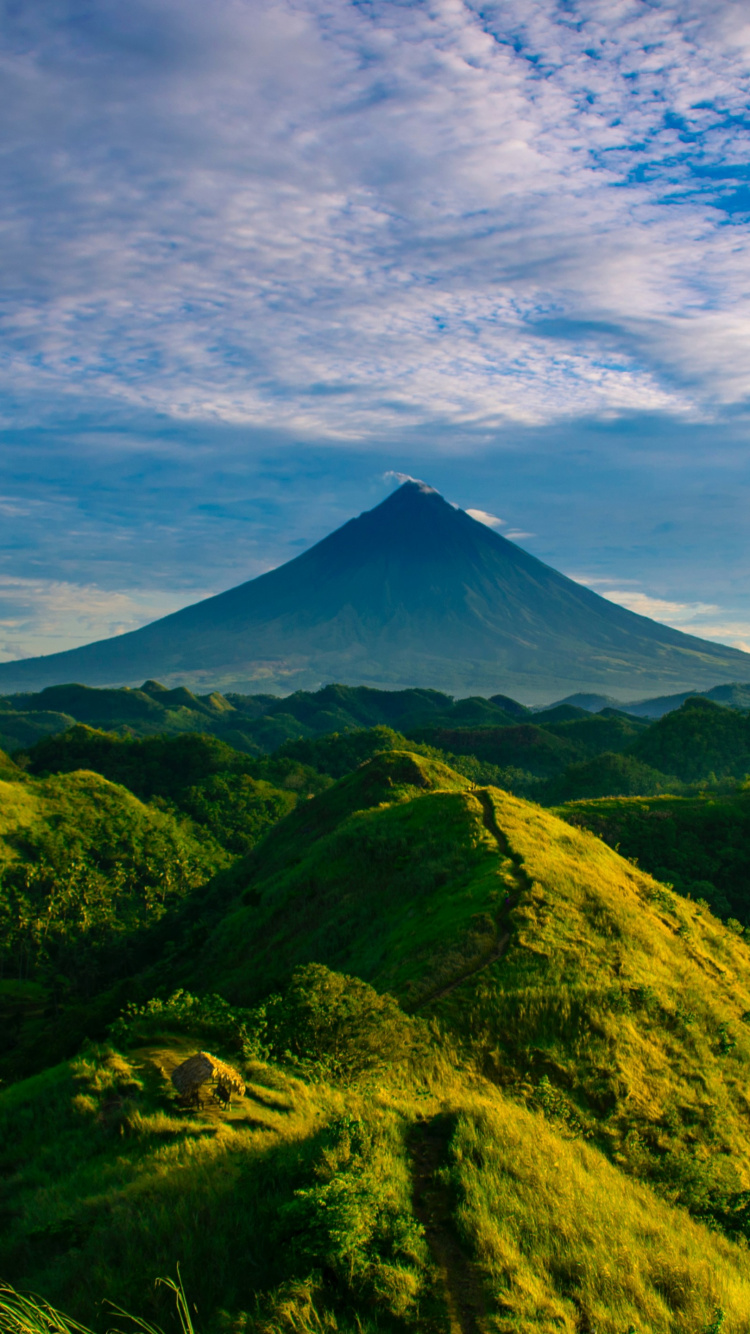 Cloud, Mountain, Ecoregion, Leaf, Blue. Wallpaper in 750x1334 Resolution