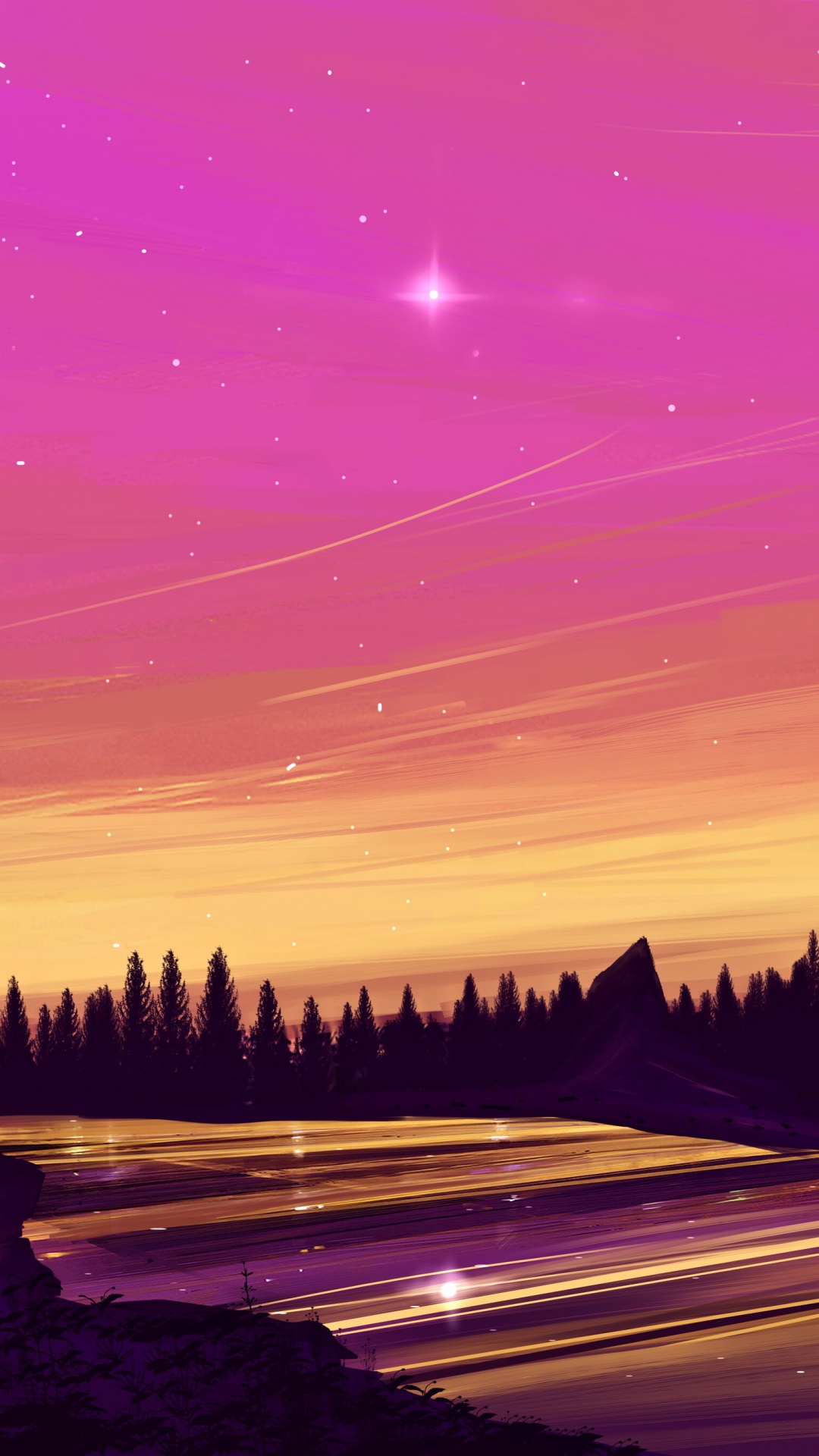 Silhouette of Trees During Sunset. Wallpaper in 1080x1920 Resolution