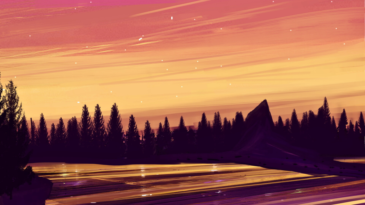 Silhouette of Trees During Sunset. Wallpaper in 1280x720 Resolution