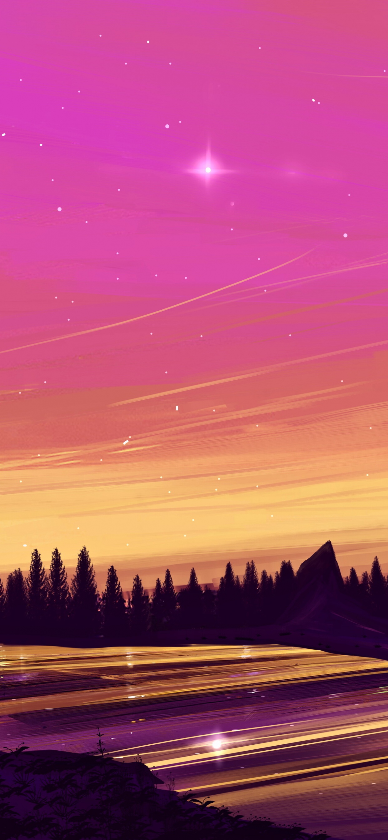 Silhouette Von Bäumen Bei Sonnenuntergang. Wallpaper in 1242x2688 Resolution