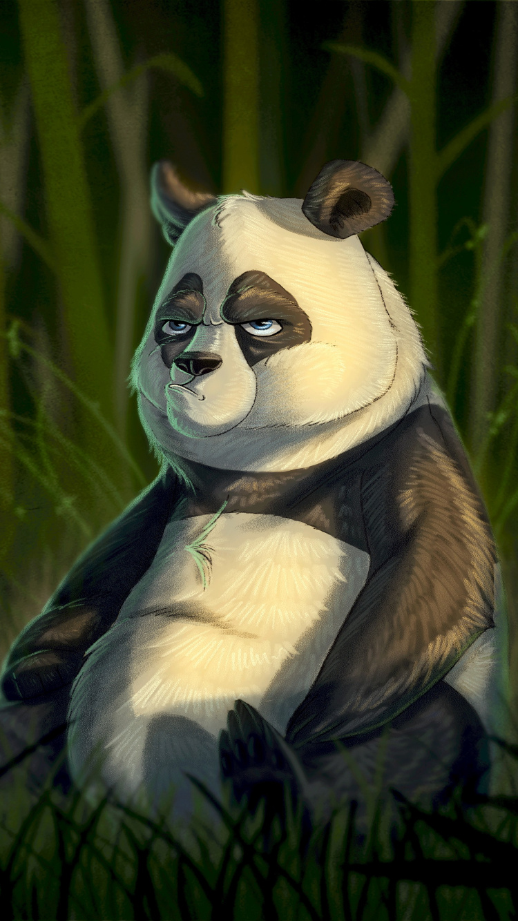 Peluche Panda Blanco y Negro Sobre Pasto Verde. Wallpaper in 750x1334 Resolution