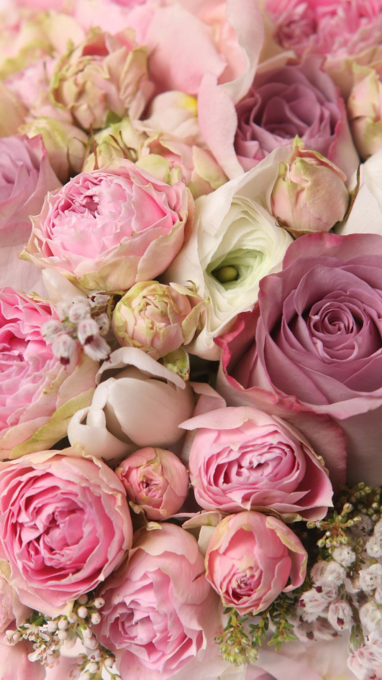 Rosa Rosen Auf Weißem Und Rosa Blumentextil. Wallpaper in 750x1334 Resolution