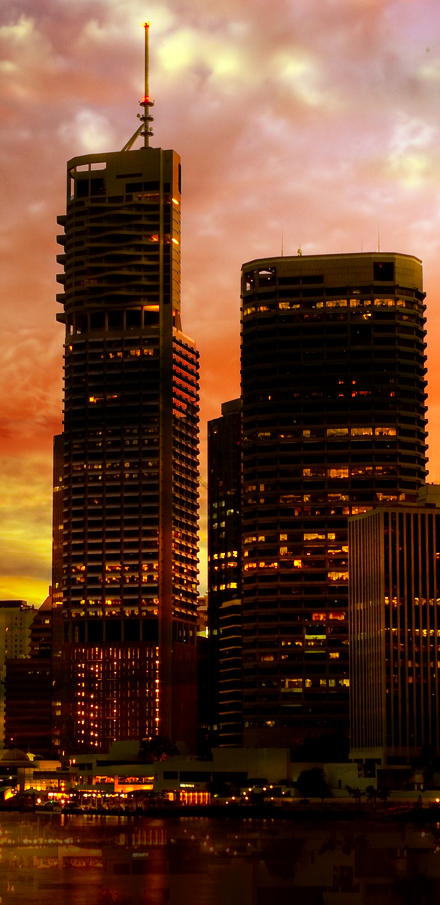 Horizon de la Ville Pendant la Nuit. Wallpaper in 1440x2960 Resolution