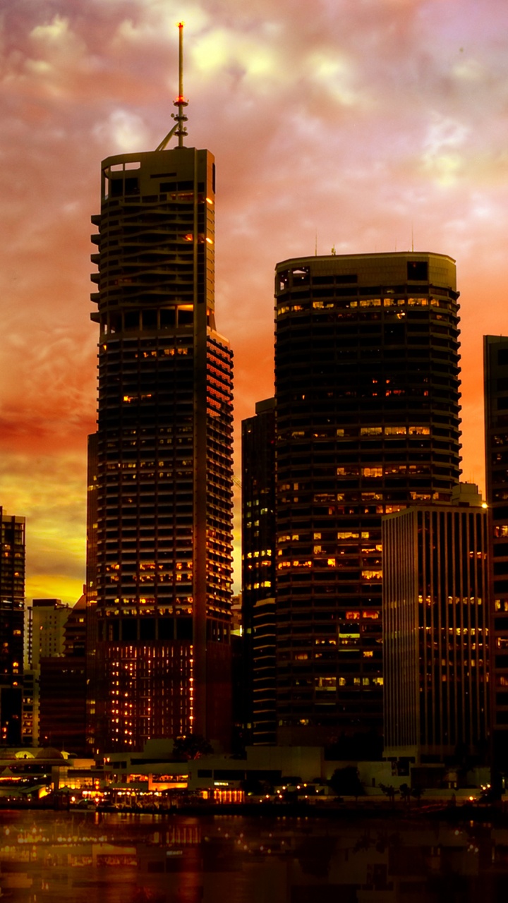 Skyline Der Stadt Bei Nacht Night. Wallpaper in 720x1280 Resolution