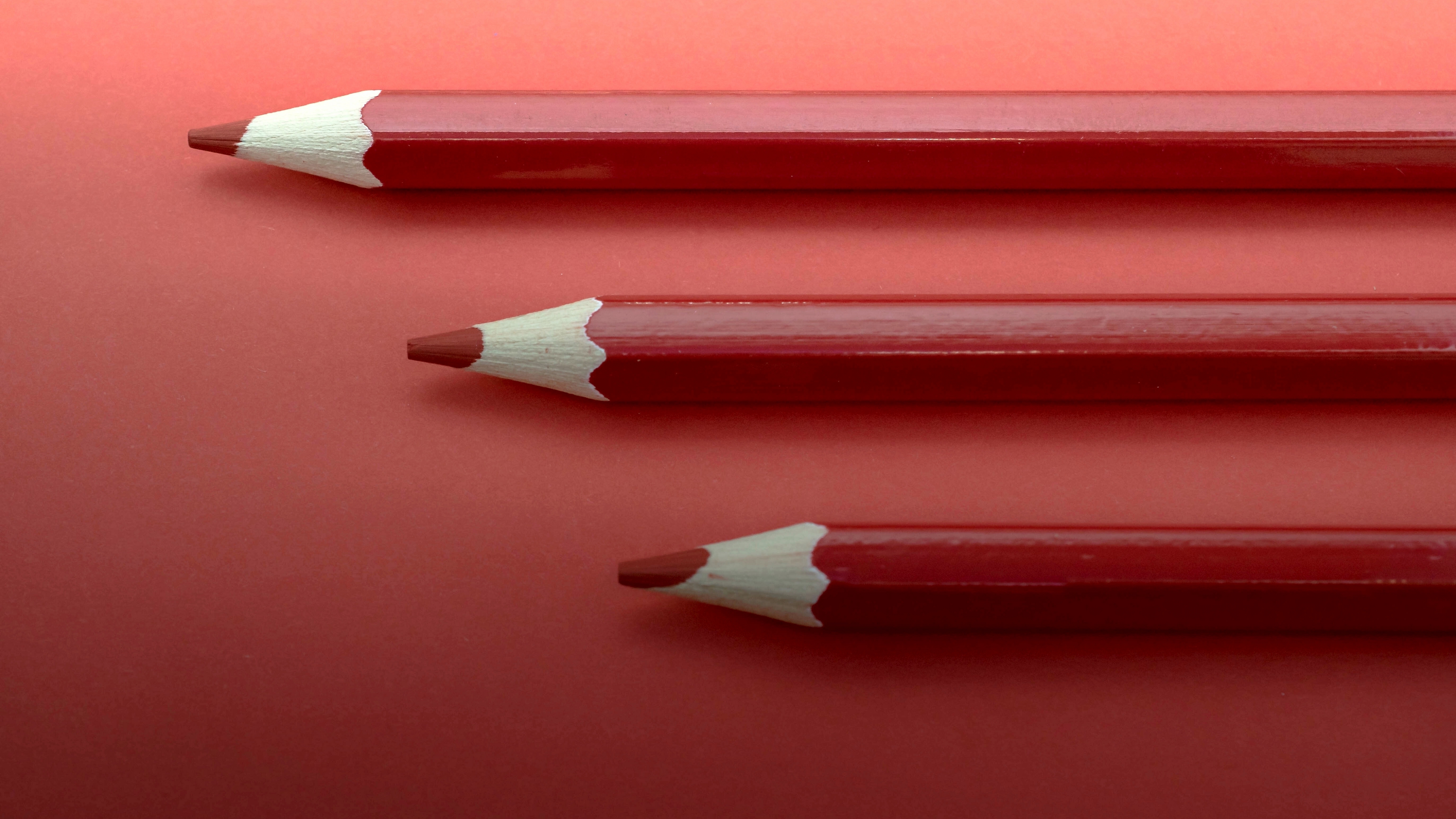 Pencil, Colored Pencil, Drawing, Writing Implement, Red. Wallpaper in 3840x2160 Resolution