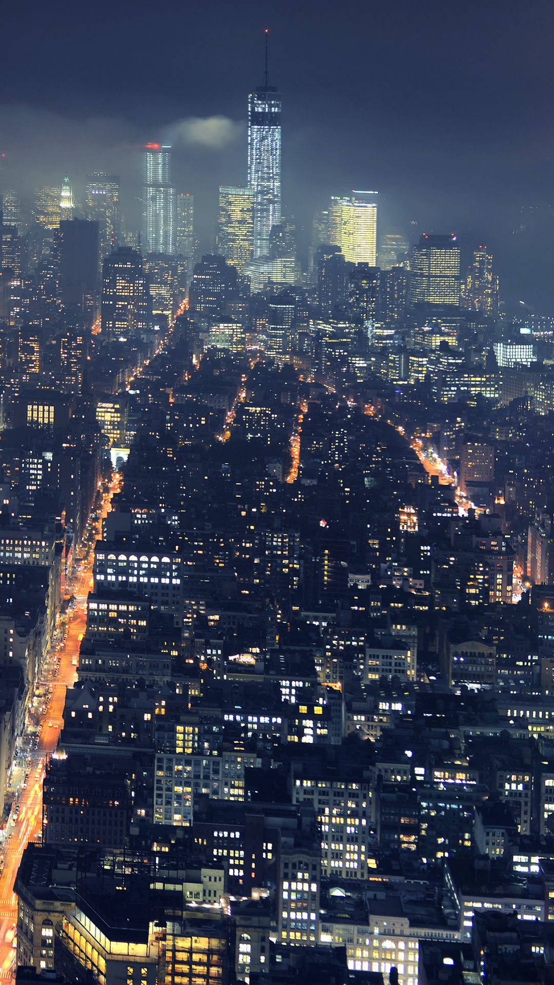Aerial View of City Buildings During Night Time. Wallpaper in 1080x1920 Resolution