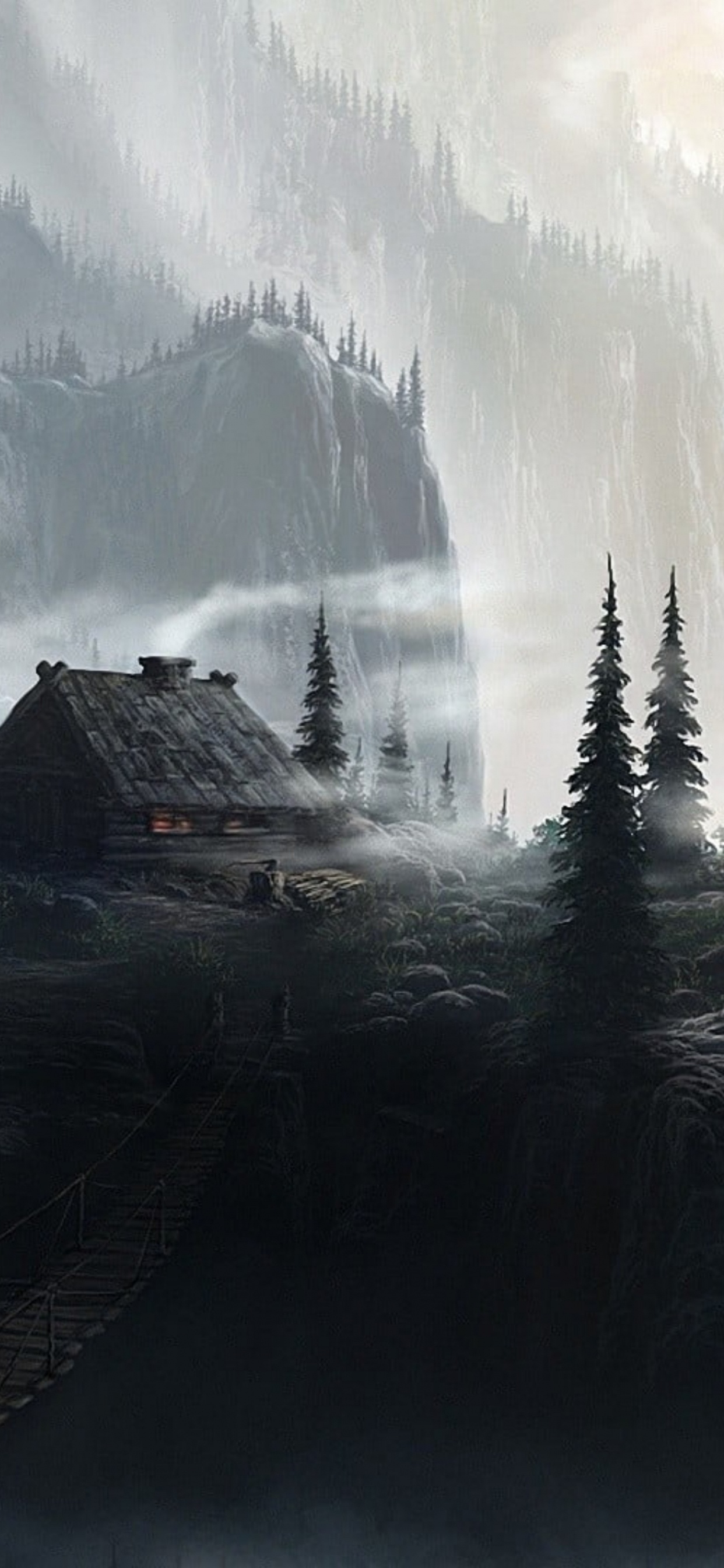 Mountain, Mountain Cabin, High Mountain, Cloud, Atmosphere. Wallpaper in 1242x2688 Resolution