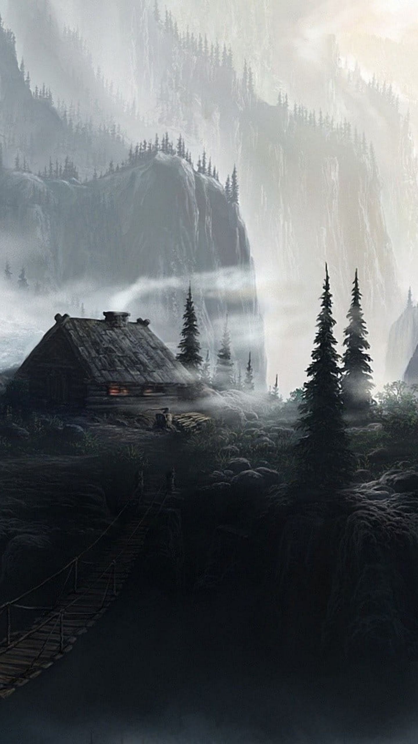 Mountain, Mountain Cabin, High Mountain, Cloud, Atmosphere. Wallpaper in 1440x2560 Resolution