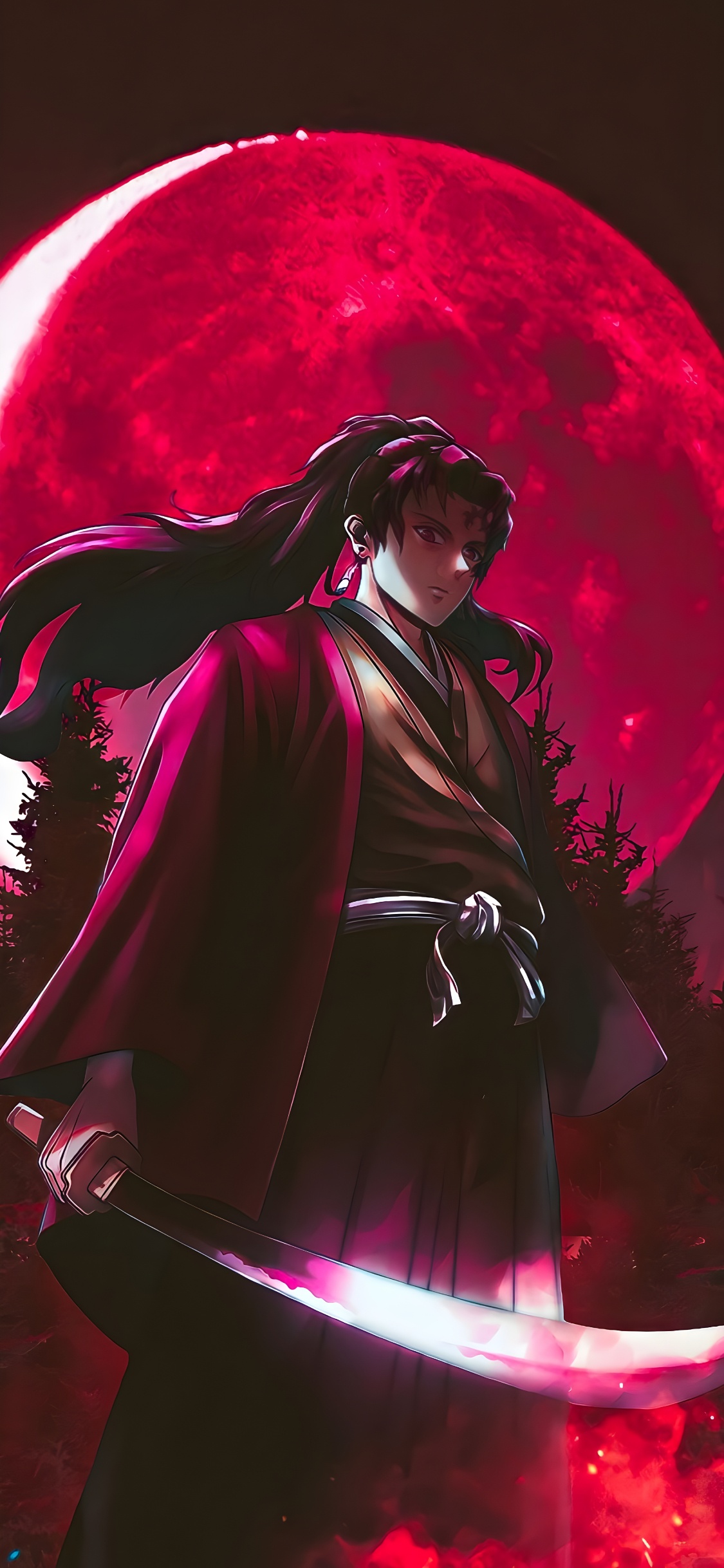 恶魔杀手kimetsu no Yaiba, 套, 艺术, 紫色的, 光 壁纸 1125x2436 允许
