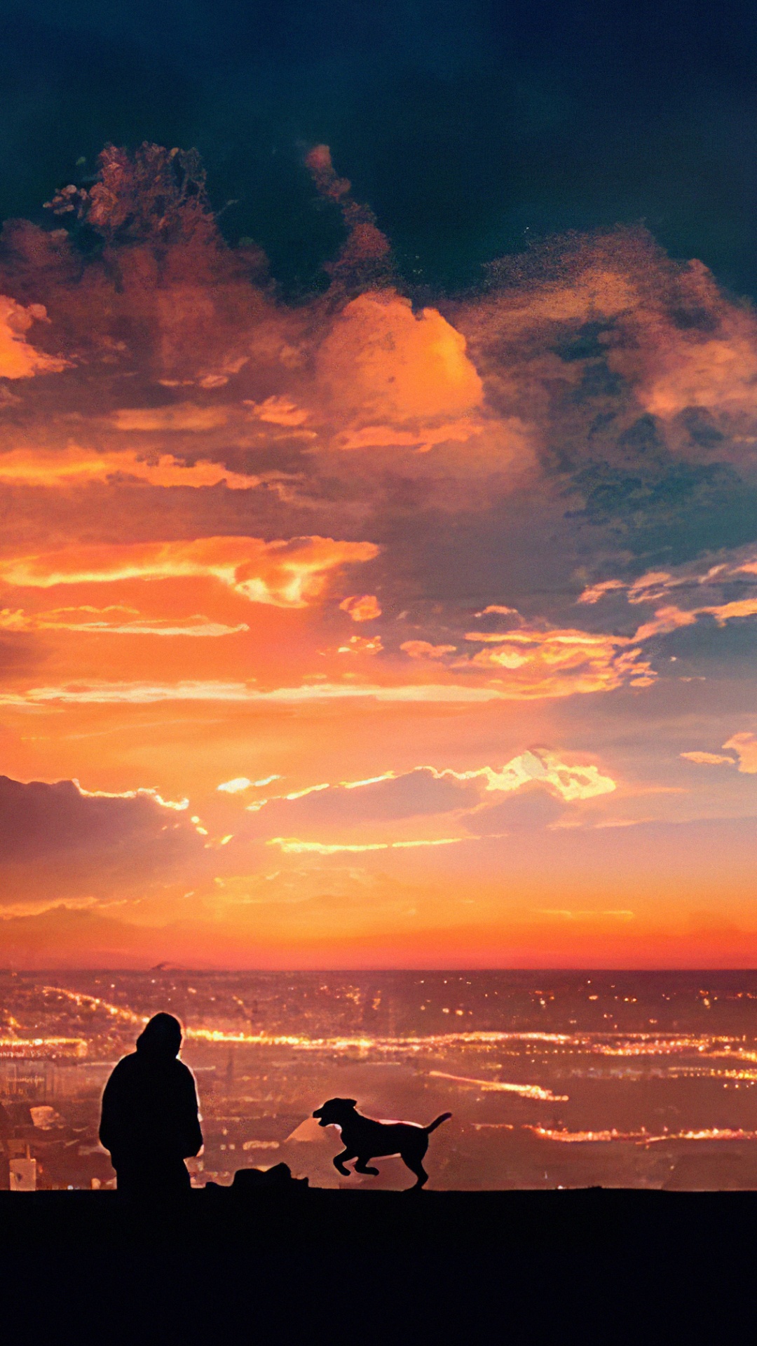 Silhouette of 2 People Sitting on Rock During Sunset. Wallpaper in 1080x1920 Resolution