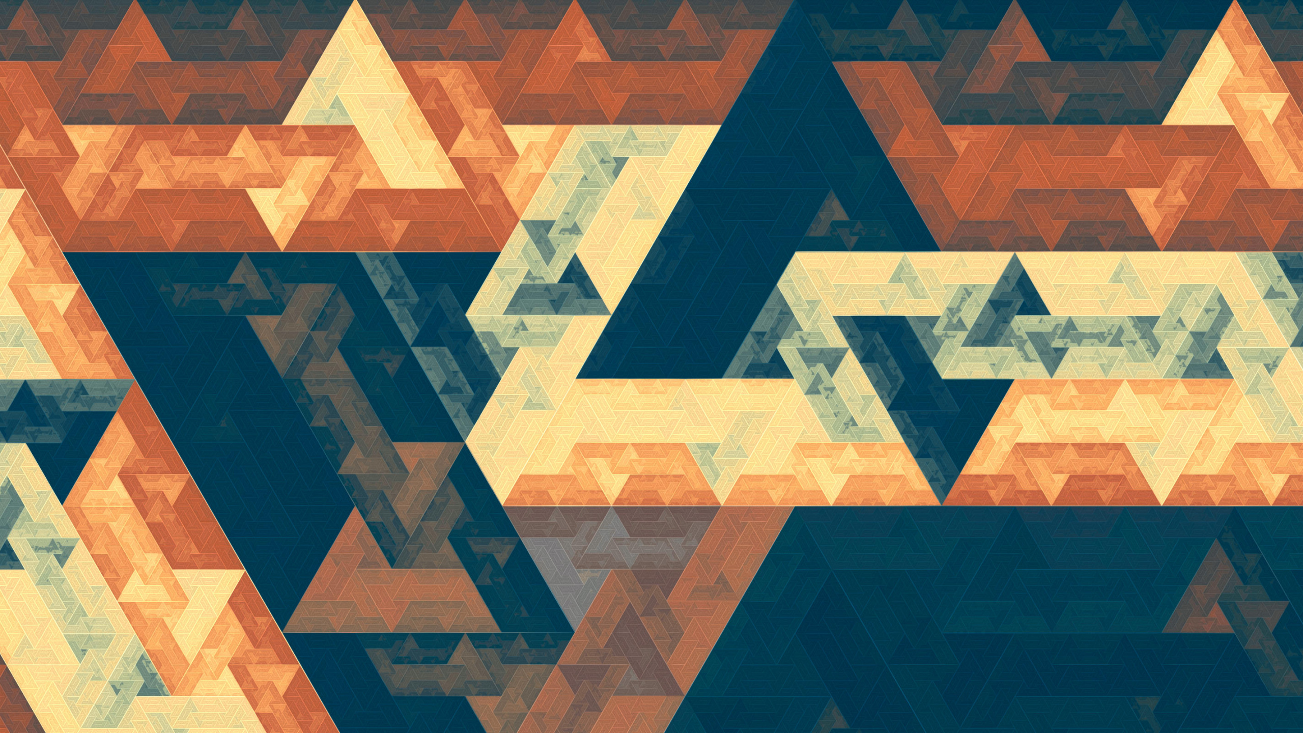 分形, 三角形, 抽象艺术, 橙色, 棕色 壁纸 2560x1440 允许