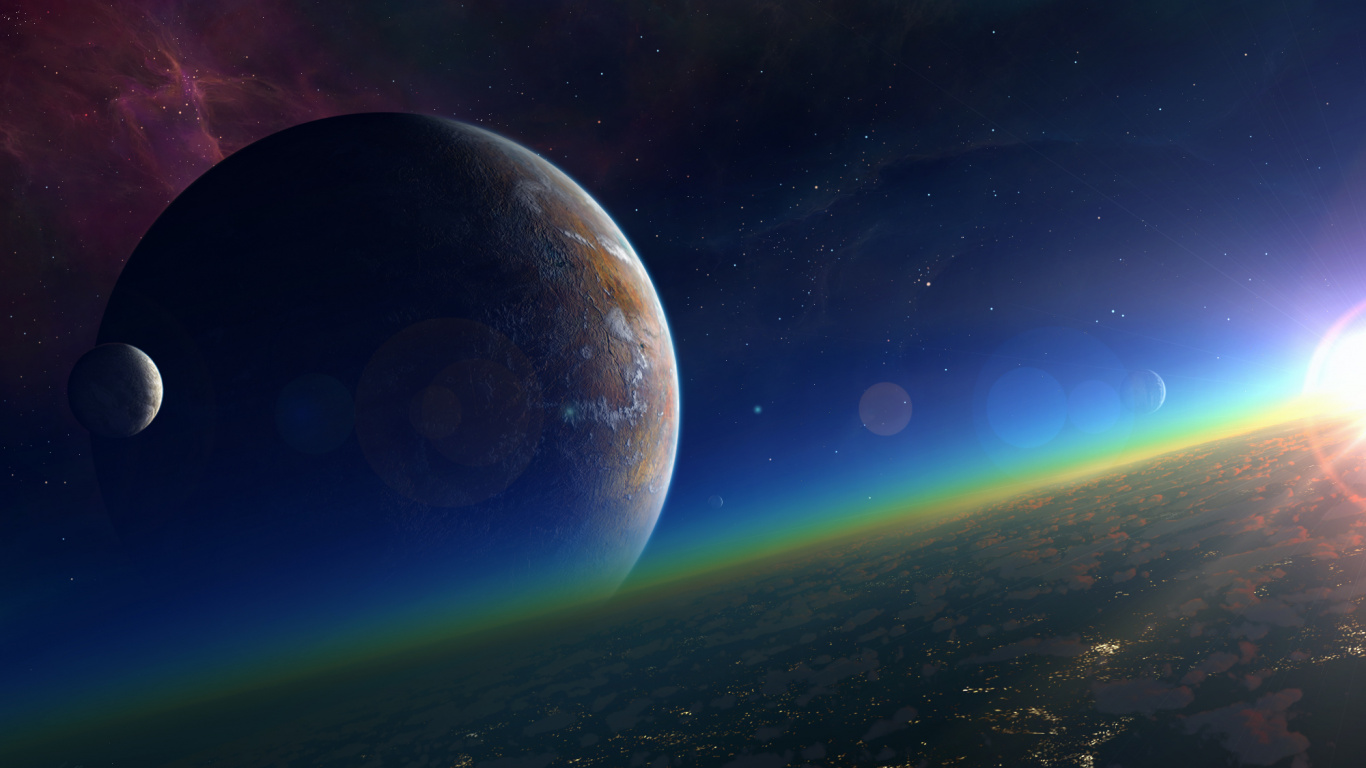 Luna en el Cielo Durante la Noche. Wallpaper in 1366x768 Resolution