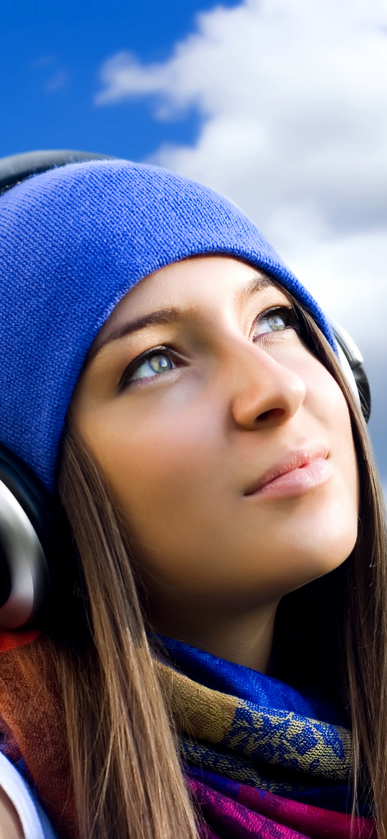 Headphones, Blue, Beauty, Audio Equipment, Close Up. Wallpaper in 1242x2688 Resolution