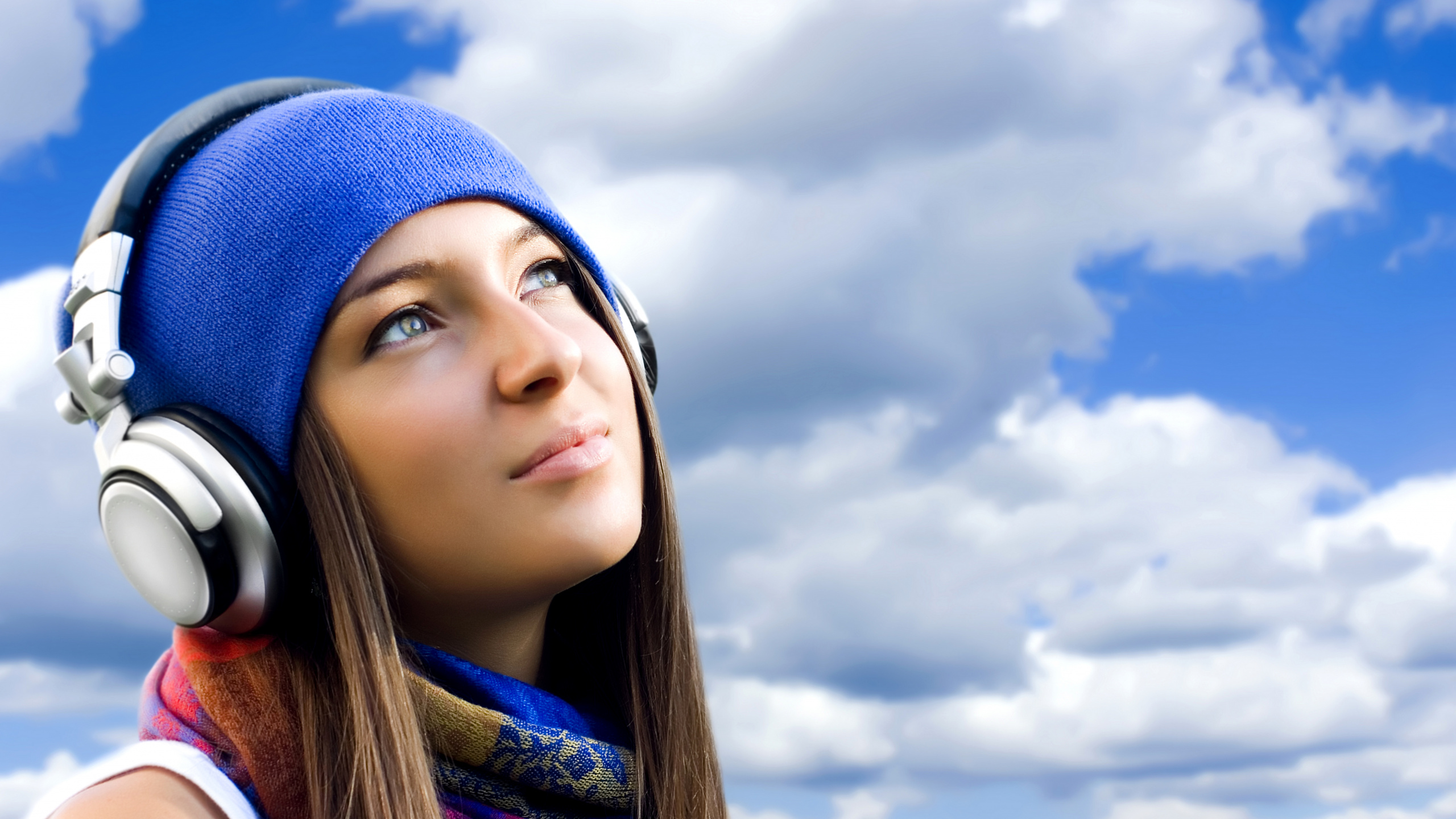 Headphones, Blue, Beauty, Audio Equipment, Close Up. Wallpaper in 2560x1440 Resolution