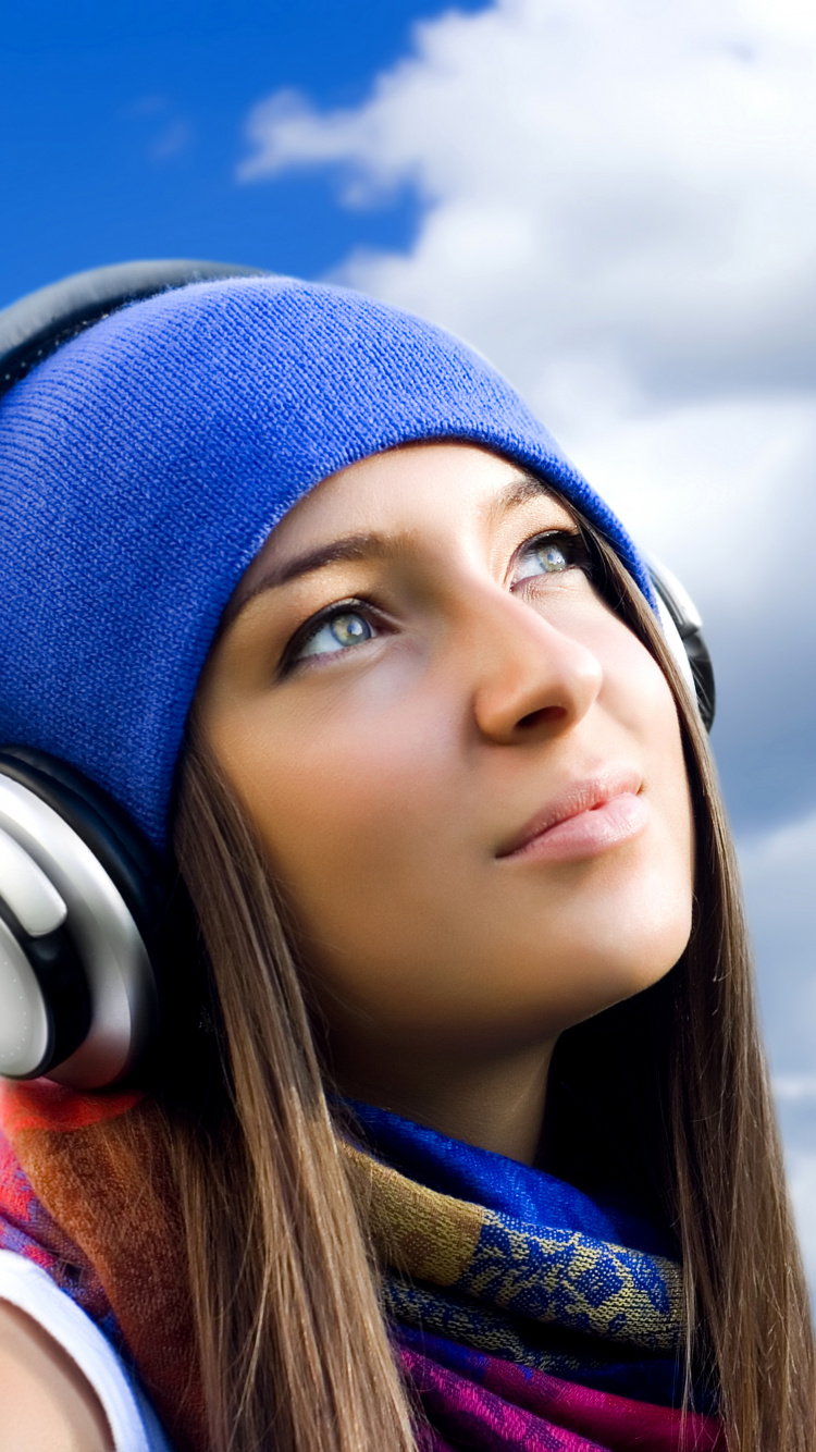 Headphones, Blue, Beauty, Audio Equipment, Close Up. Wallpaper in 750x1334 Resolution
