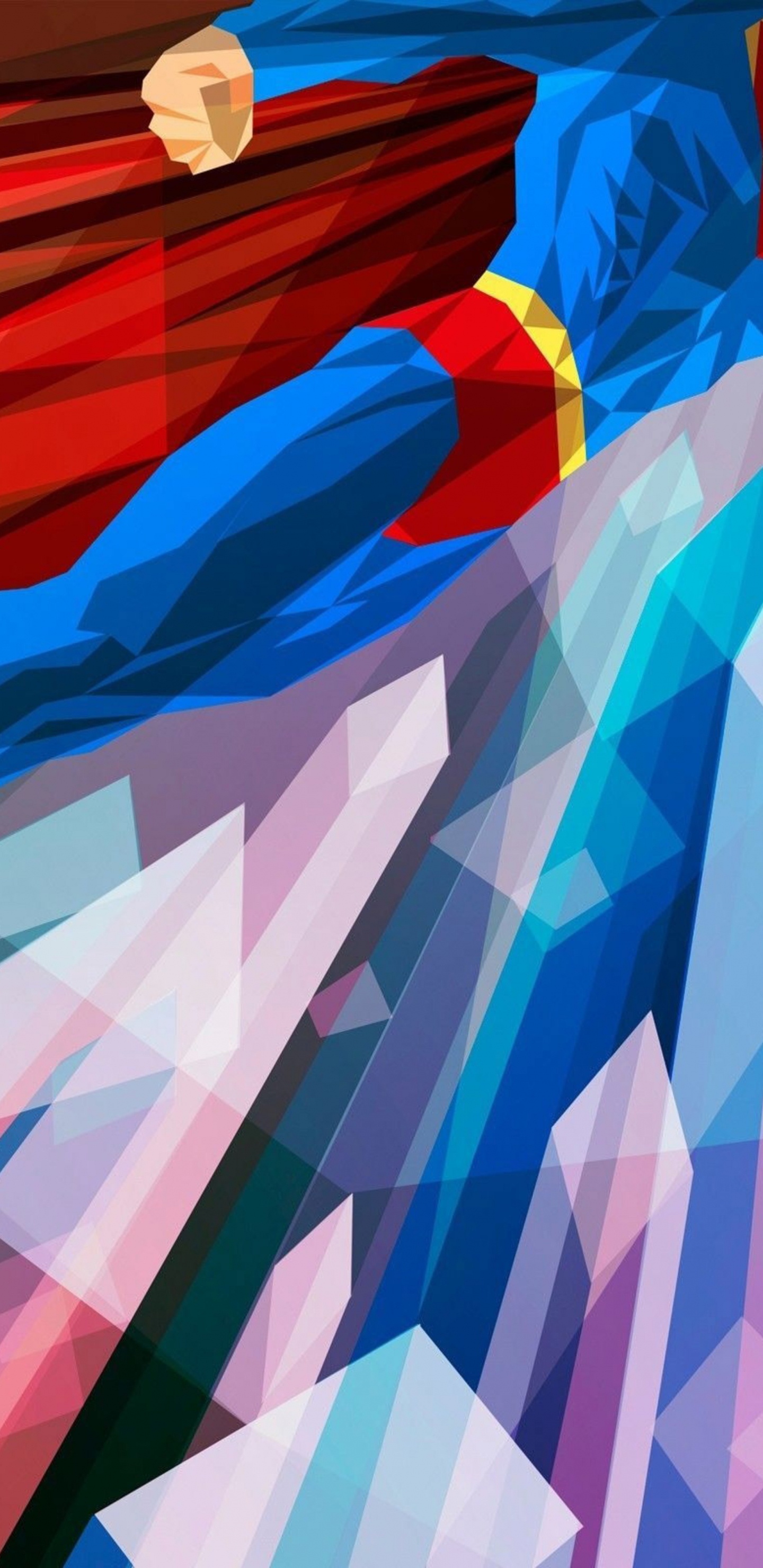 Cuadro Abstracto Rojo Azul y Blanco. Wallpaper in 1440x2960 Resolution