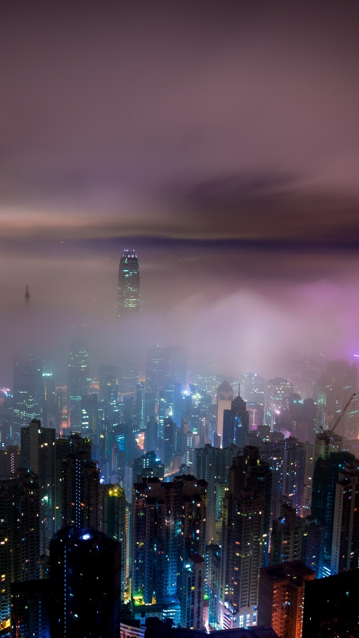 City Skyline During Night Time. Wallpaper in 720x1280 Resolution