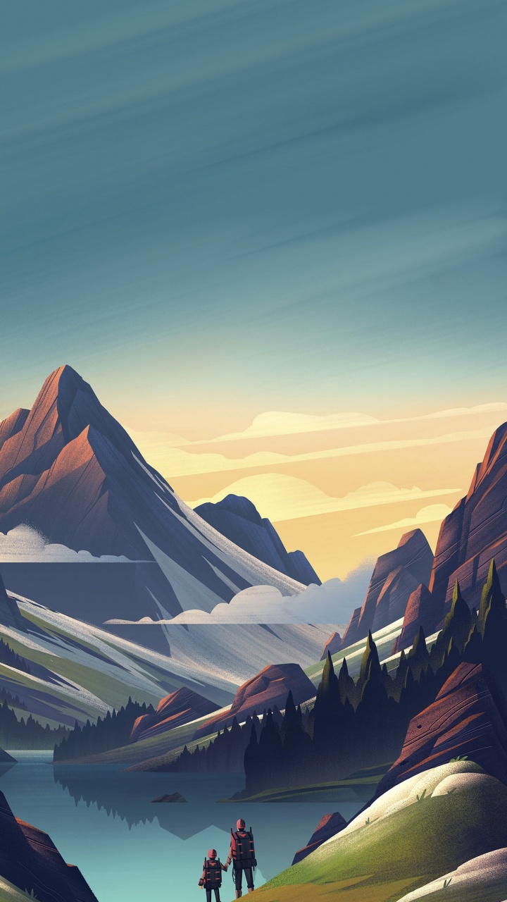 Illustration de Paysage, Illustration, la Peinture de Paysage, Graphique, Affiche. Wallpaper in 720x1280 Resolution