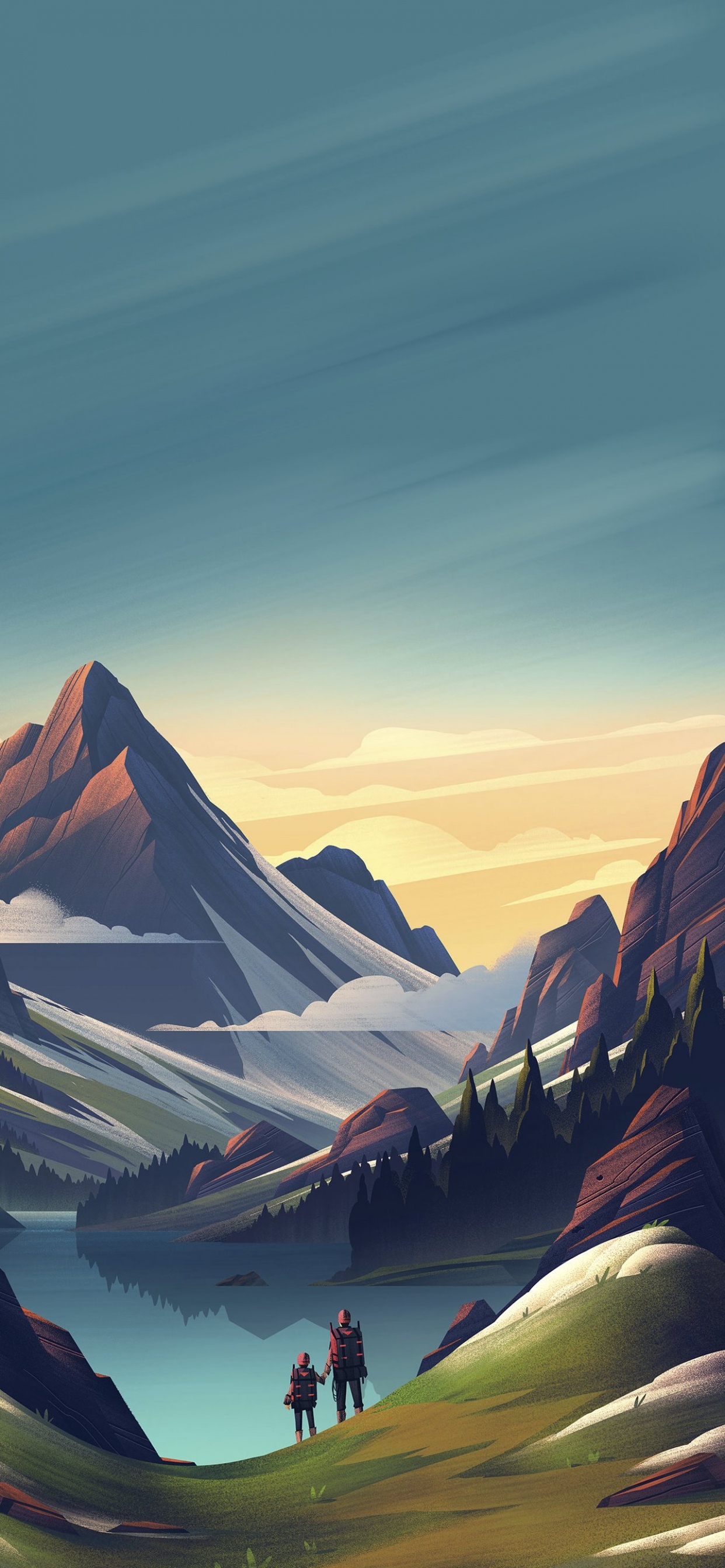 Paisaje Ilustracion, Ilustración, la Pintura de Paisaje, Gráficos, Cartel. Wallpaper in 1242x2688 Resolution