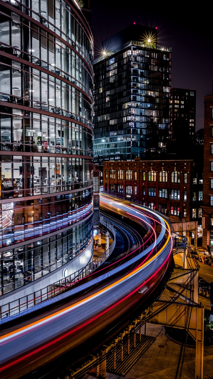 Time Lapse Photography of City During Night Time. Wallpaper in 720x1280 Resolution