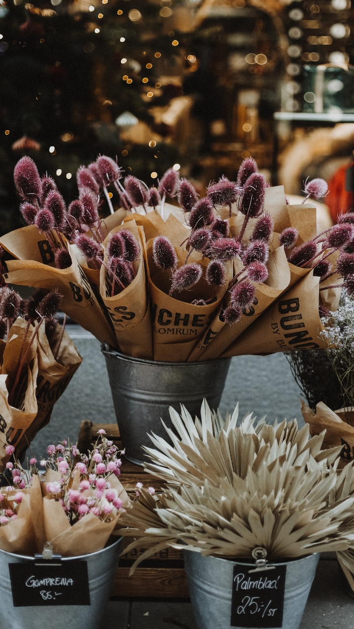 Brown Ice Cream Cone With Purple Flowers. Wallpaper in 720x1280 Resolution