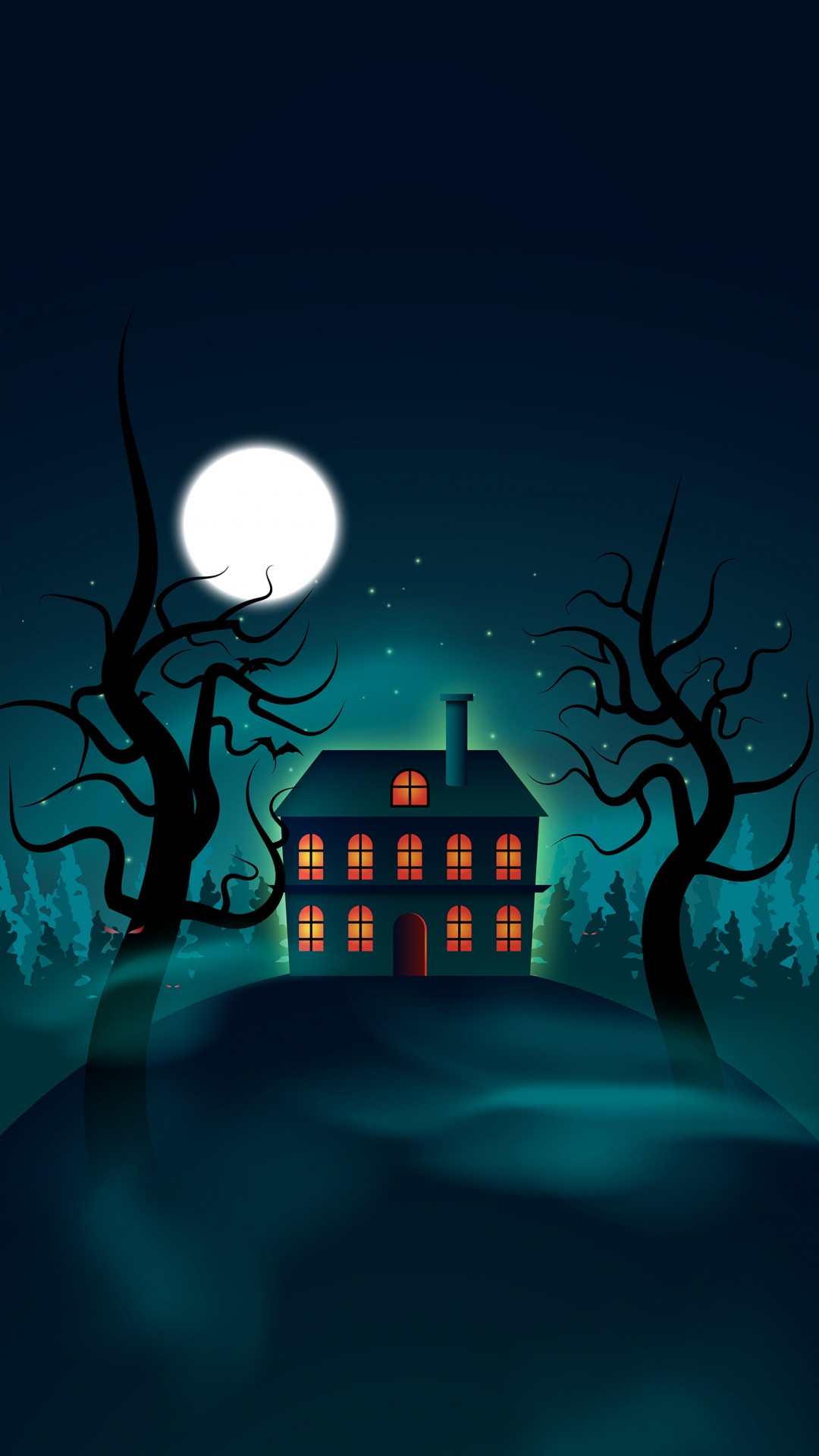 Helloween, 月光, 天文学对象, 树枝, 冬天 壁纸 1080x1920 允许