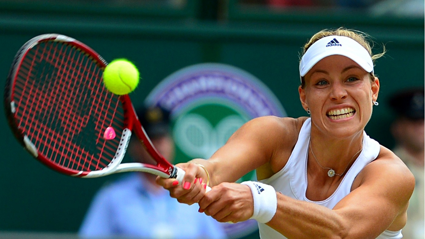 Woman in White Tank Top Holding Tennis Racket. Wallpaper in 1366x768 Resolution
