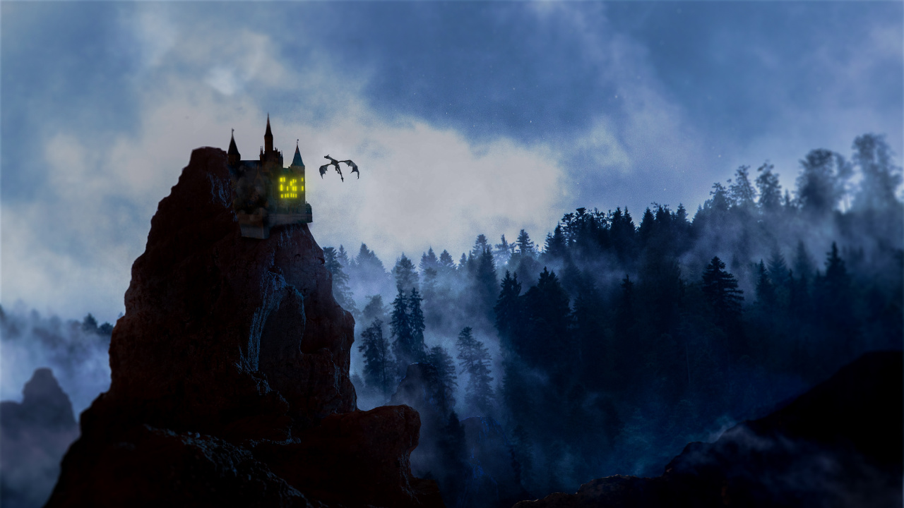 Personne Debout Sur Une Formation Rocheuse Près D'arbres Verts Pendant la Journée. Wallpaper in 1280x720 Resolution