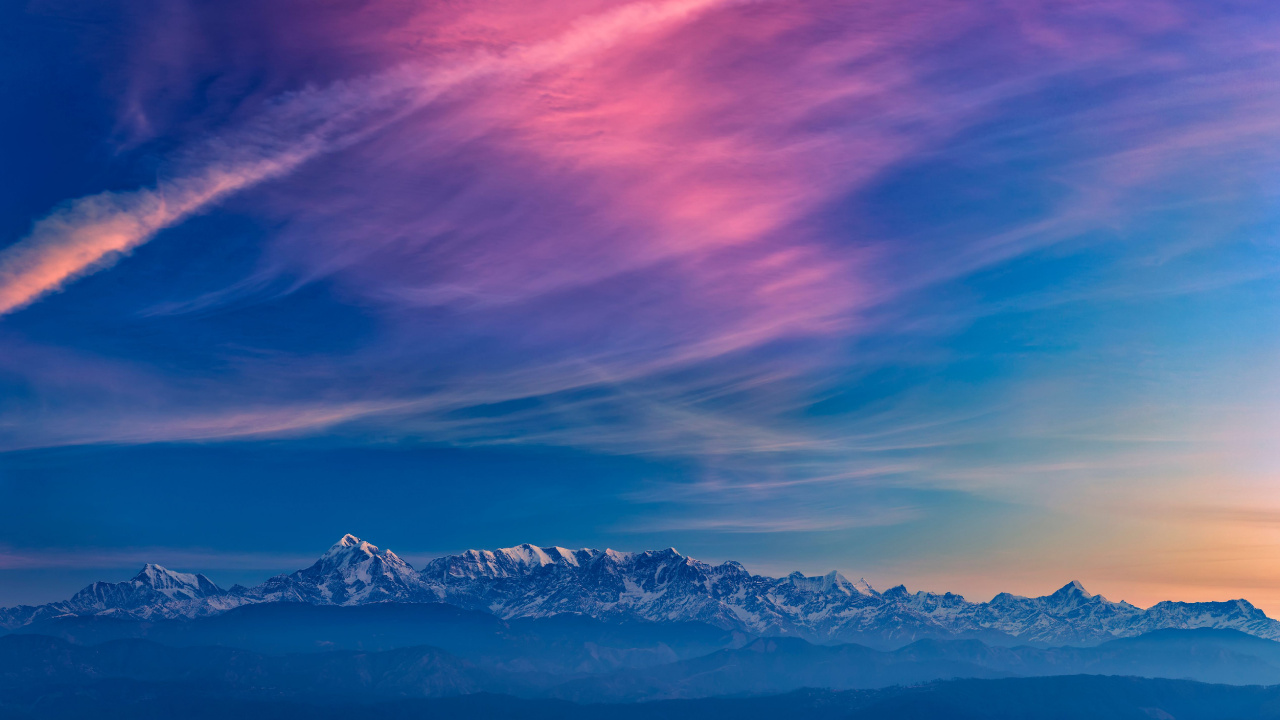 Blue, Cloud, Mountain, Nature, Mountainous Landforms. Wallpaper in 1280x720 Resolution