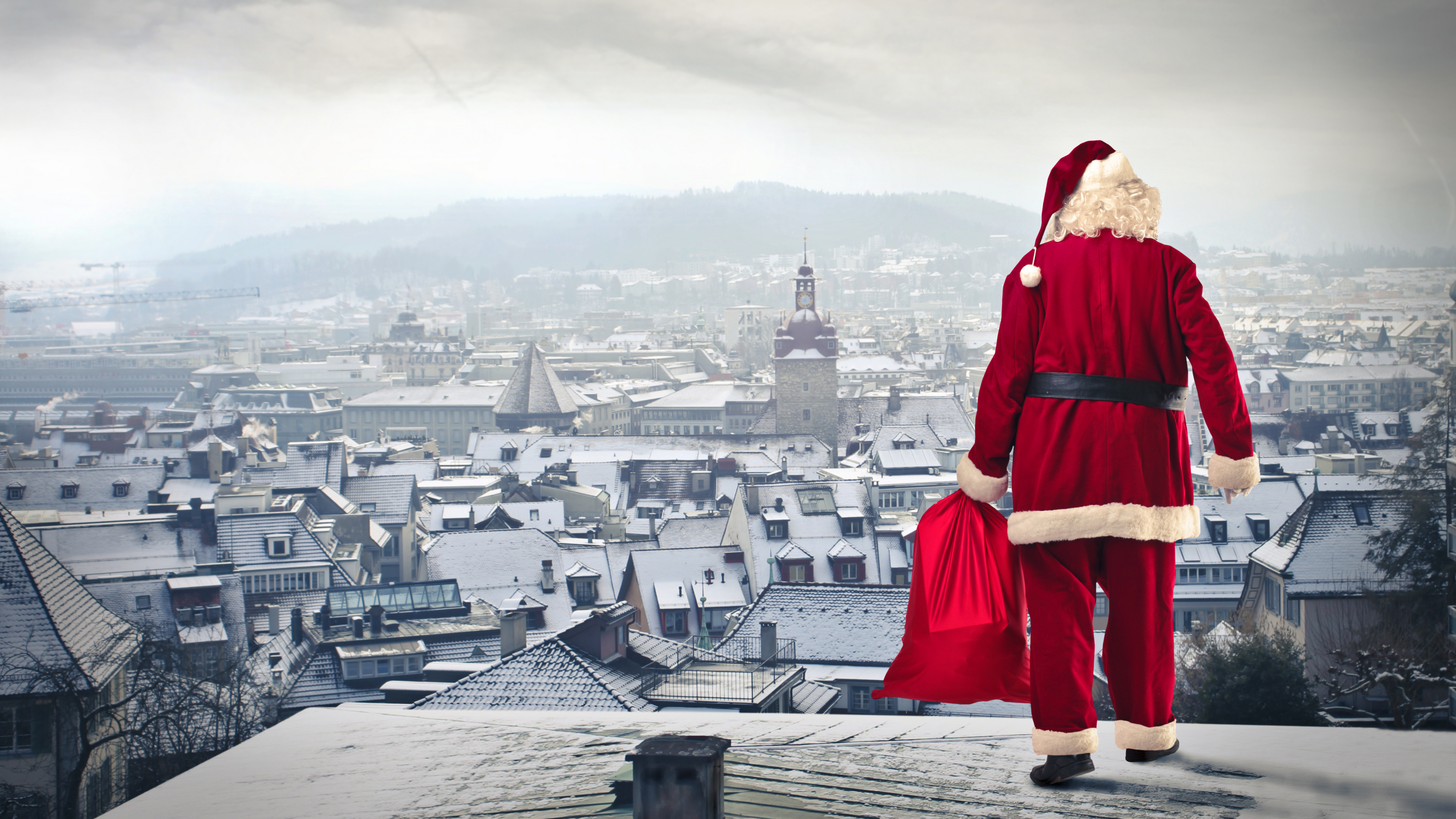 Santa Claus, Le Jour De Noël, Tourisme, Vacances, Neige. Wallpaper in 3840x2160 Resolution