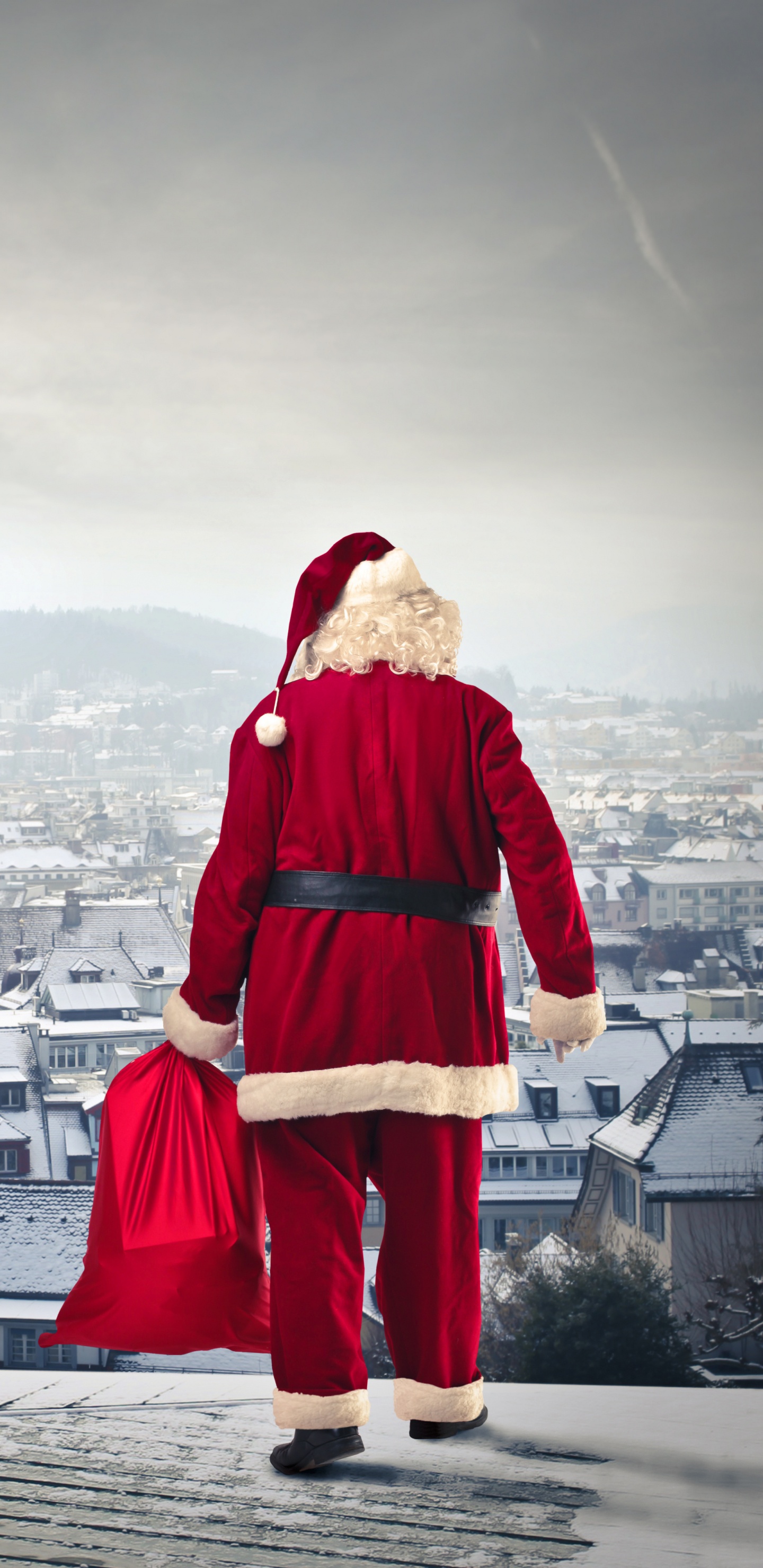 Santa Claus, Christmas Day, Cloud, Tourism, Vacation. Wallpaper in 1440x2960 Resolution